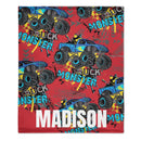 Personalized Monster Truck Name Custom Blanket, Customized Kids Birthday Gift Ideas