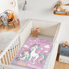 Personalized Blanket with Unicorn Pattern for Kids - My Little Princess