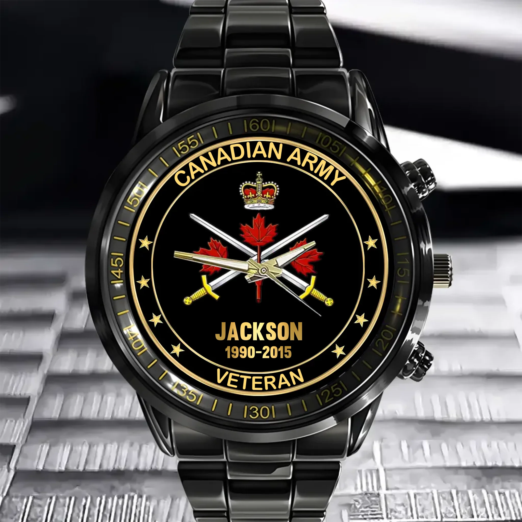 Custom Veteran/Firefighter Themed Watches - Personalised Badge,Name,Time,Department and Title for Commemorative Watches - A Gift For Family,Friend,Veteran,Firefighter