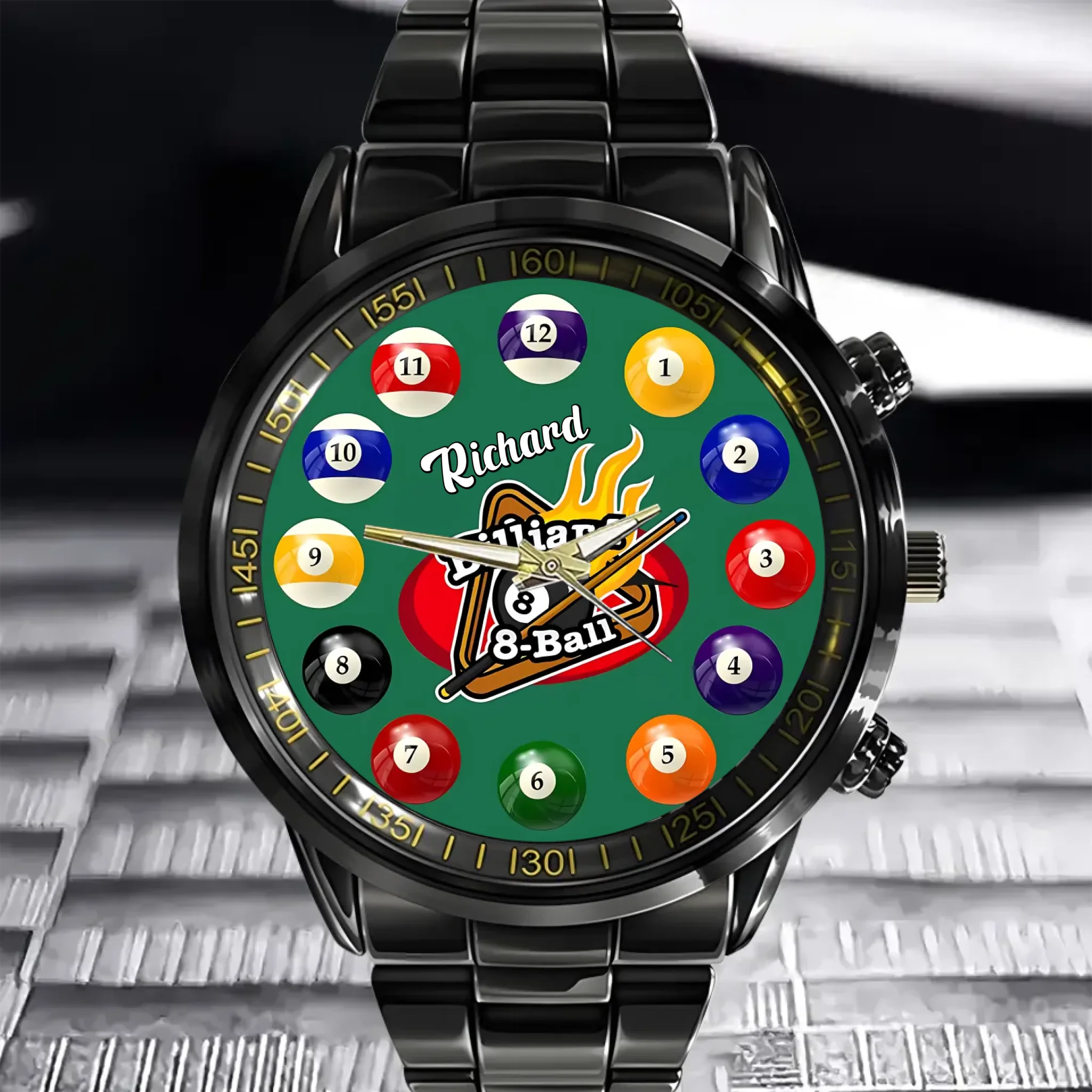 Customised Sports Themed Watch - Ball Motif Watch with Personalised Name - A Gift For Family,Friend,Sports Love