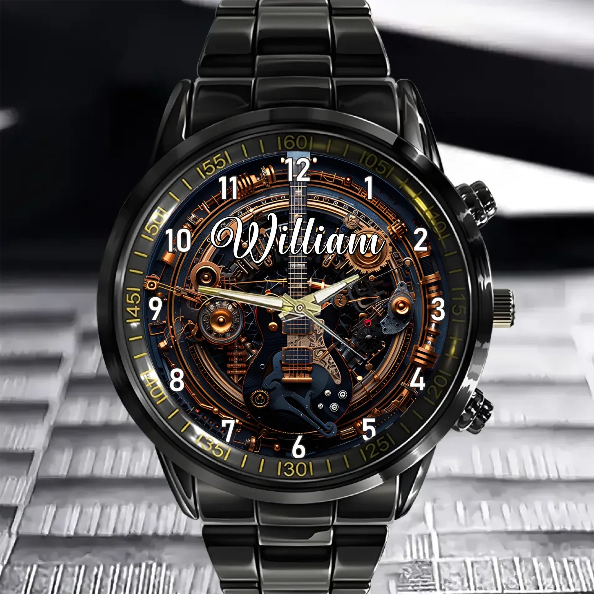 Customized Steampunk Style Watch – Mechanical and Gear-patterned Watches with Personalized Names - A Gift For Friend,BFF,Friend,Mechanical Enthusiast