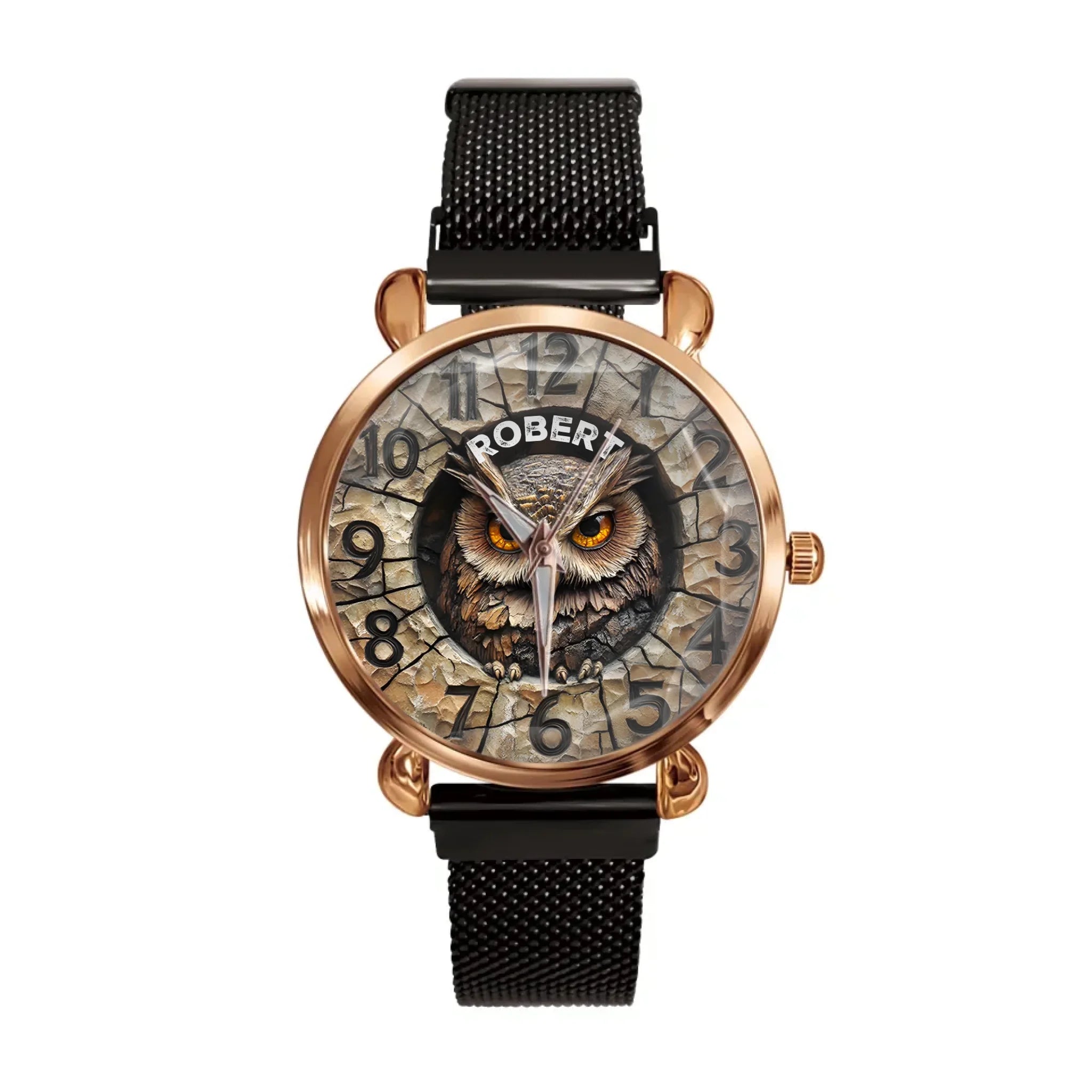 Customized Owl Design Watch – Personalized Name Fantasy Owl Dial - A Gift For Friend,BFF,Owl Lovers