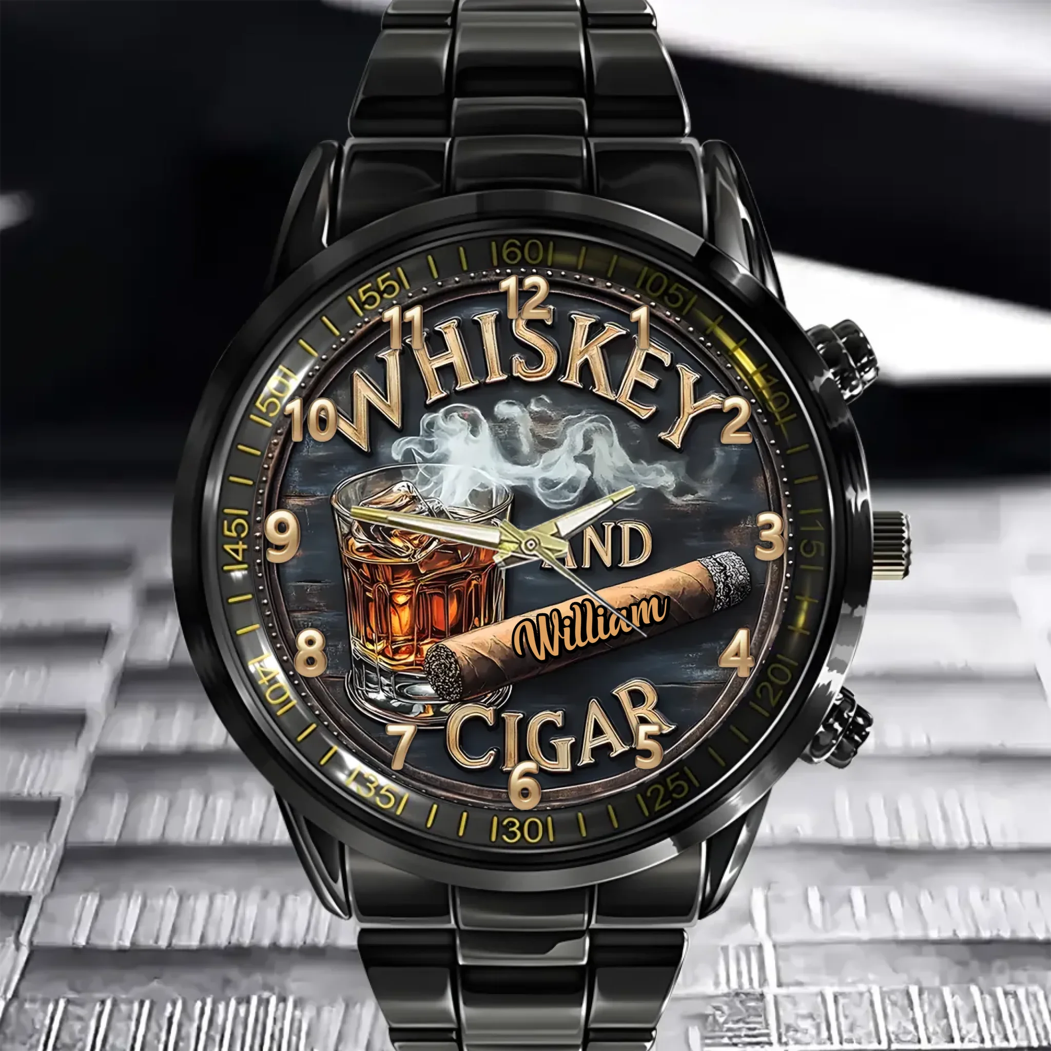Custom Vintage Style Whiskey Beauty Watch - Classic Watches with Personalised Names - A Gift for Friend,Whisky Lovers