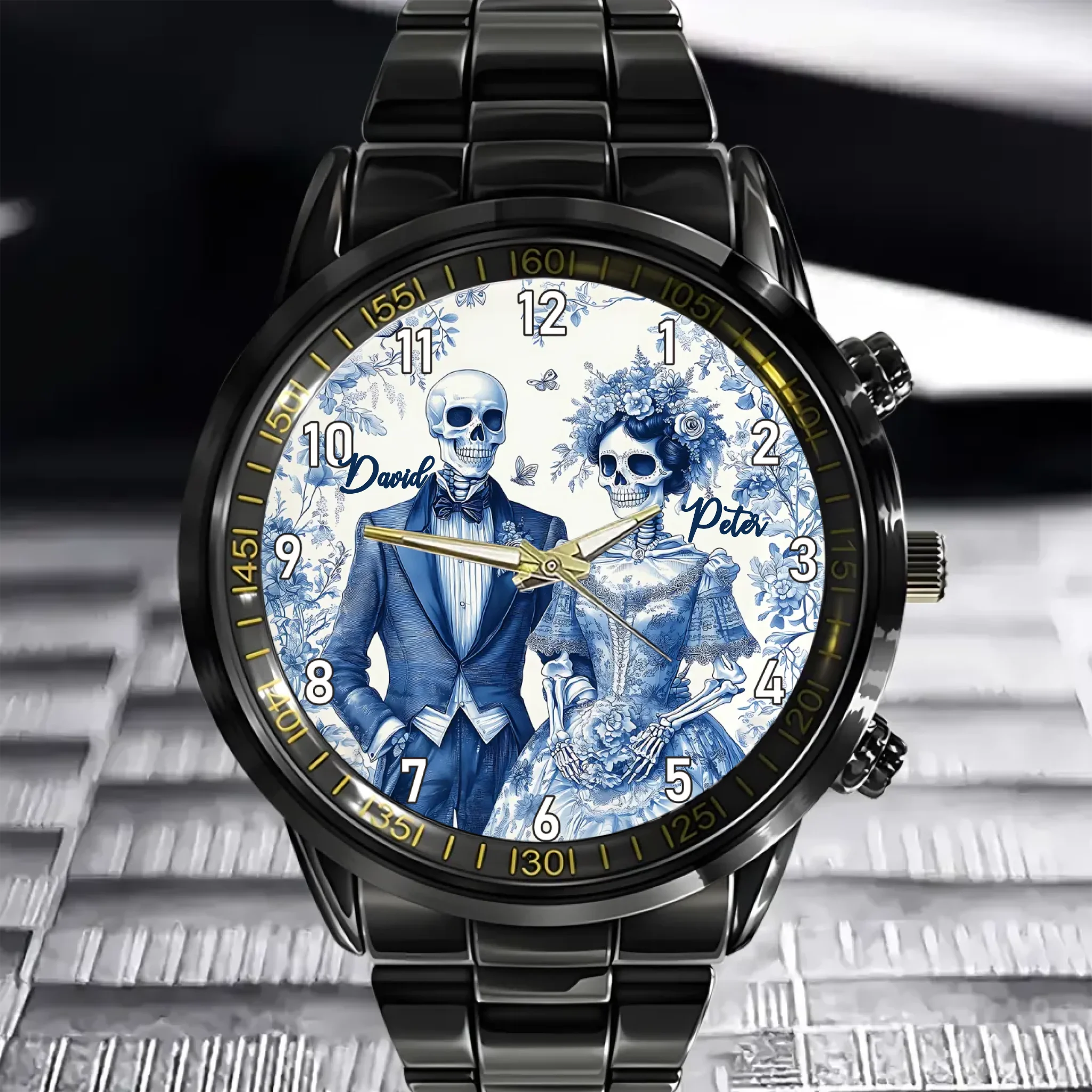personalize! The blue skull couple watch isn't just an accessory; it's a symbol of love and personality. Add your name to craft a one - of - a - kind timepiece that stands out from the crowd.