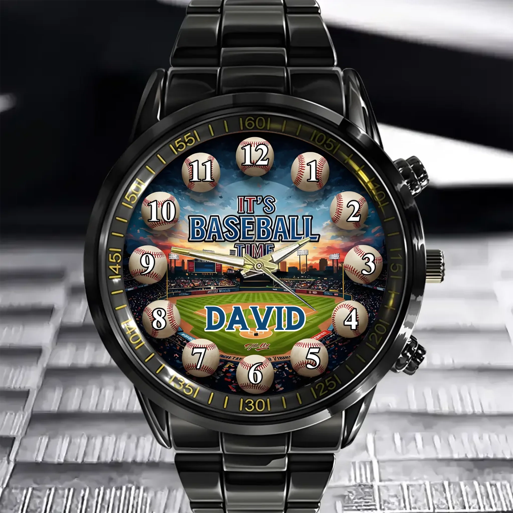 Enjoy Baseball -  Personalized Name Baseball Time Scale Watch- A Gift For Friend,Baseball Player,Sports Enthusiast