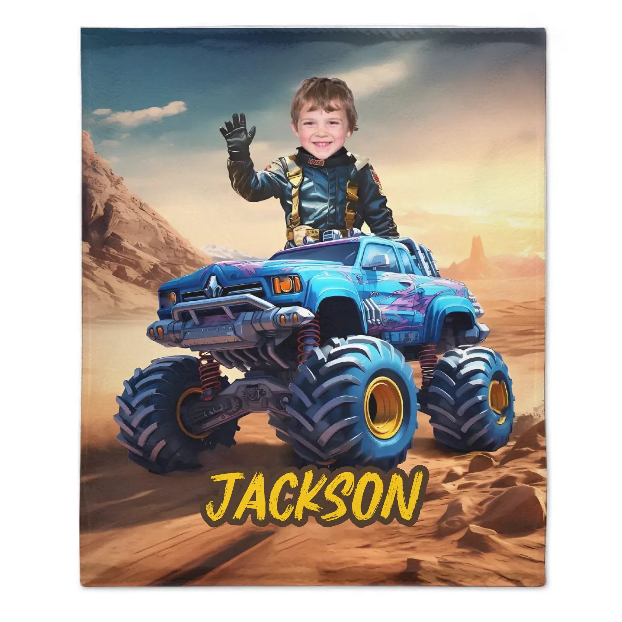 Customized Truck Blanket with Boy Name Picture,Personalized Kids Gift