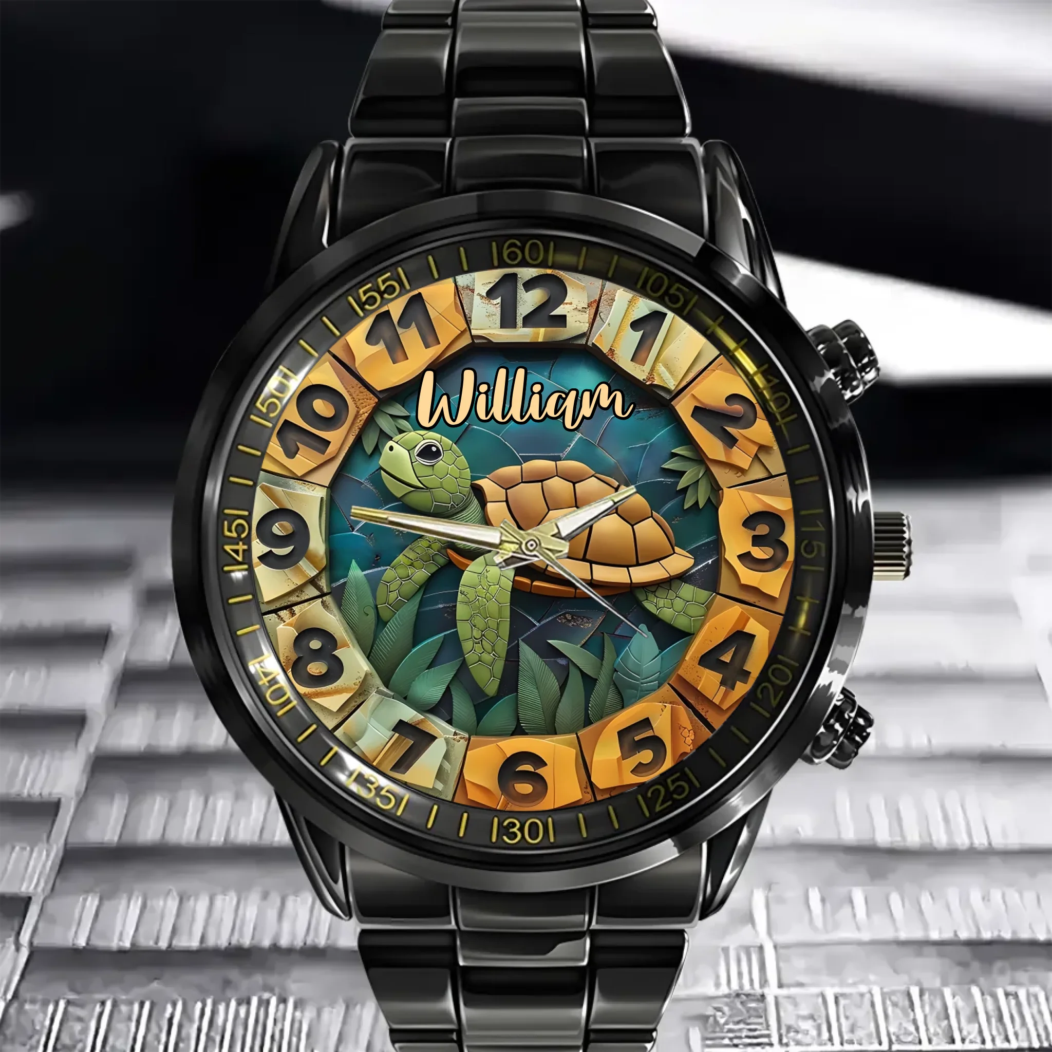 Turtle and Ocean - Customized Name Watch Dial Decorations