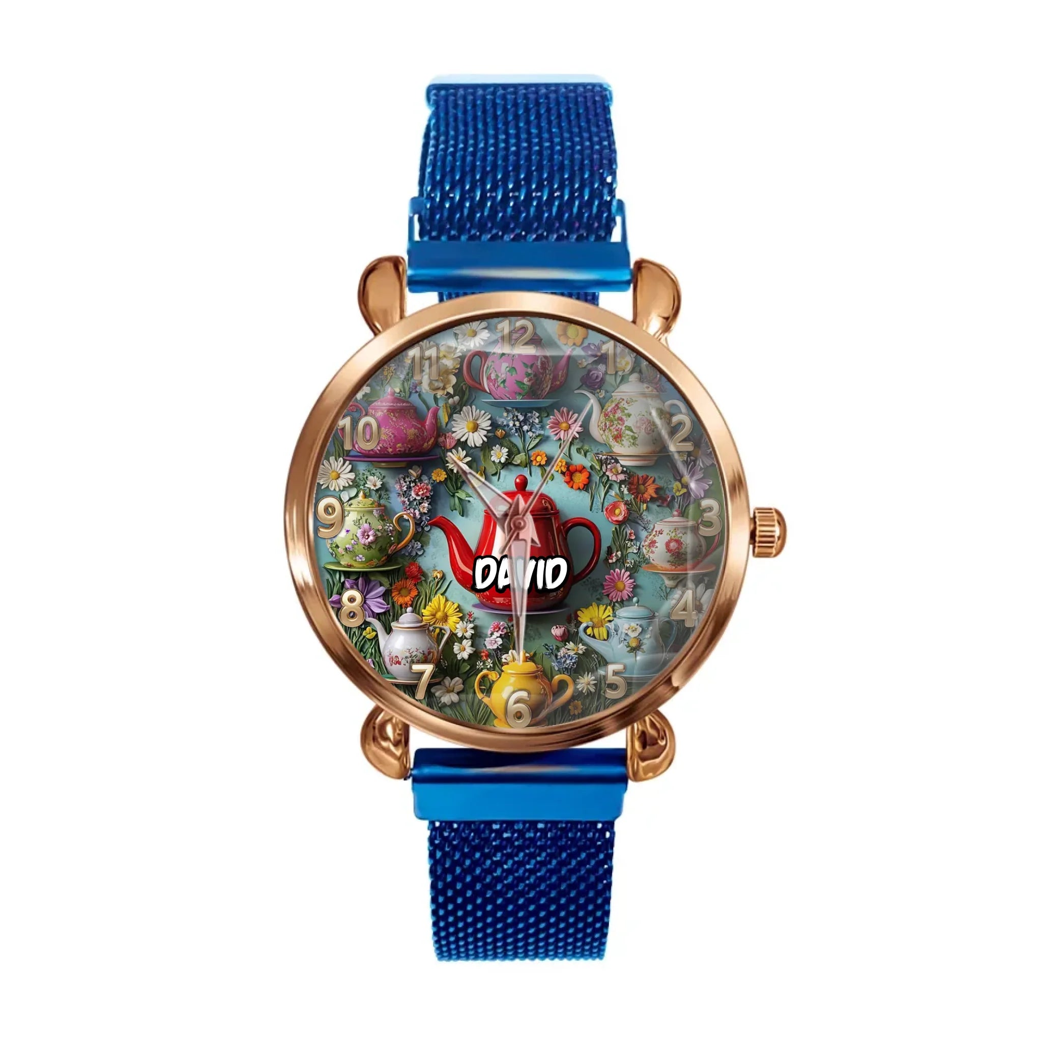 Retro Teapot - themed Watches with Custom Names: Unique Time - gift for Family and Friends