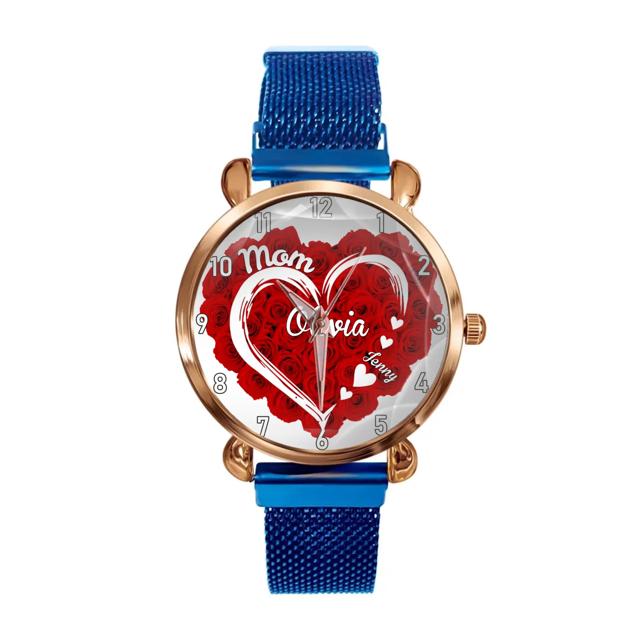 Mom Grandma Hearts Custom Kids' Names - Personalized Flower heart Watch