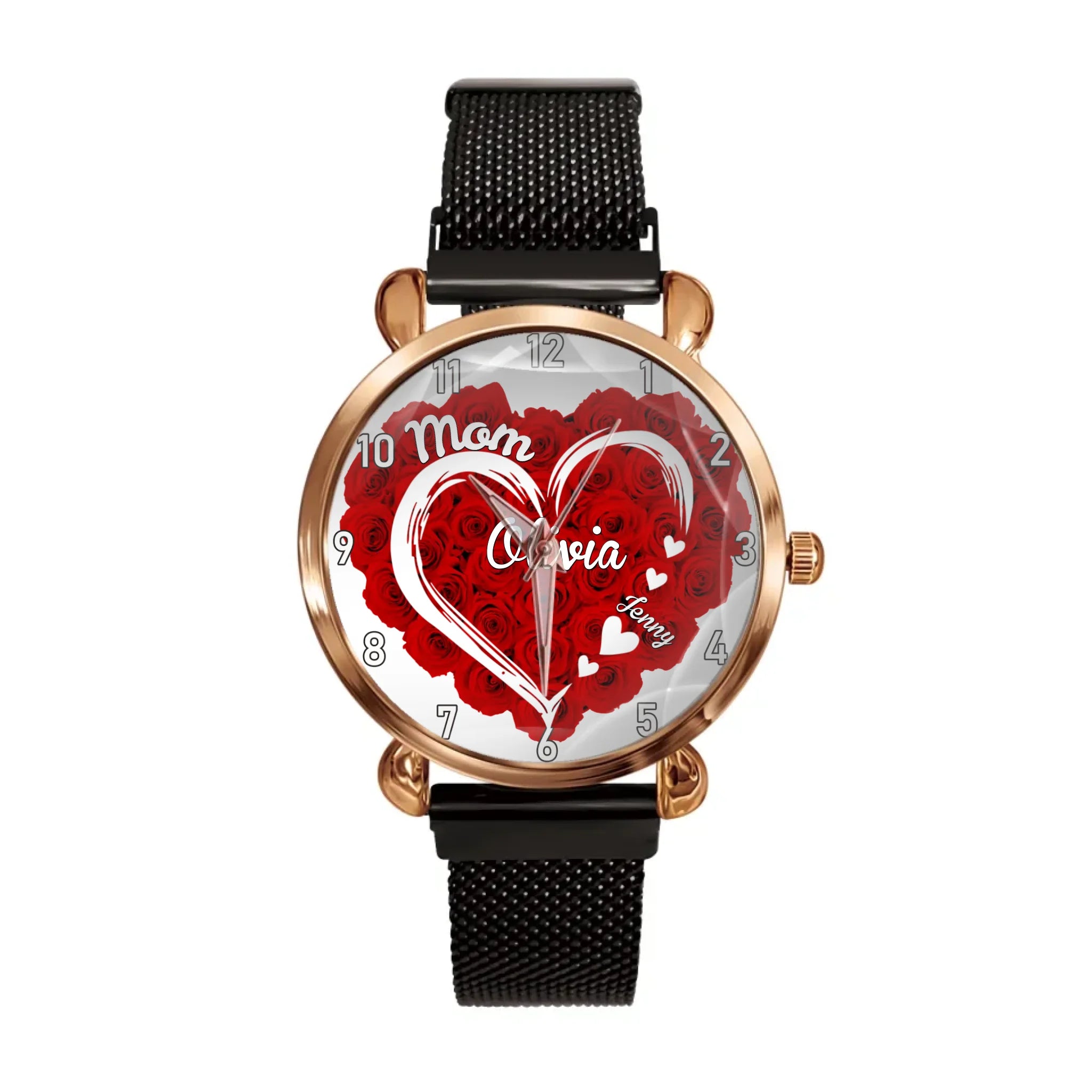 Mom Grandma Hearts Custom Kids' Names - Personalized Flower heart Watch