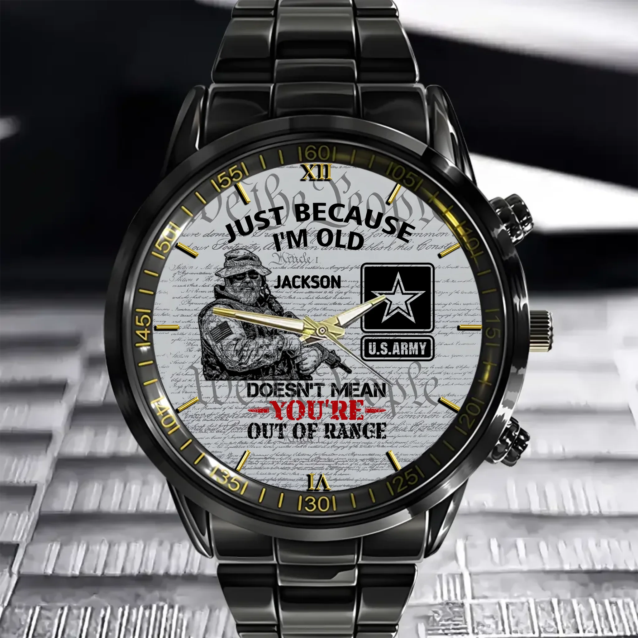 Customized Veterans Watch - Personalized Military Branch, Rank and Name Veteran Themed Timepiece - A Gift For Family, Veteran