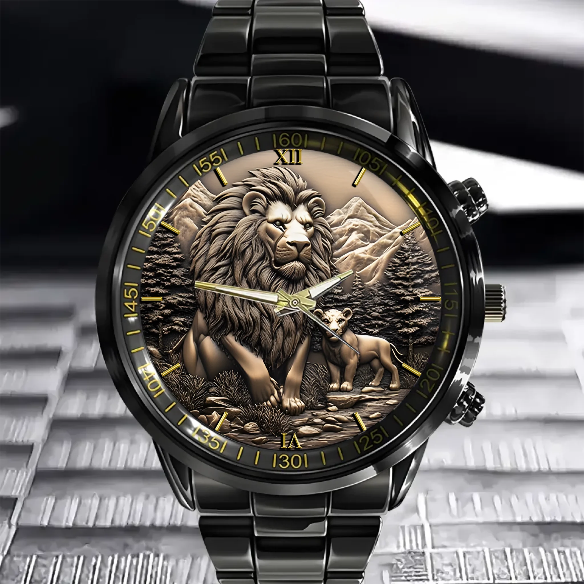 The King of Beasts - Personalized Parent-Child Name Animal Print Watch
