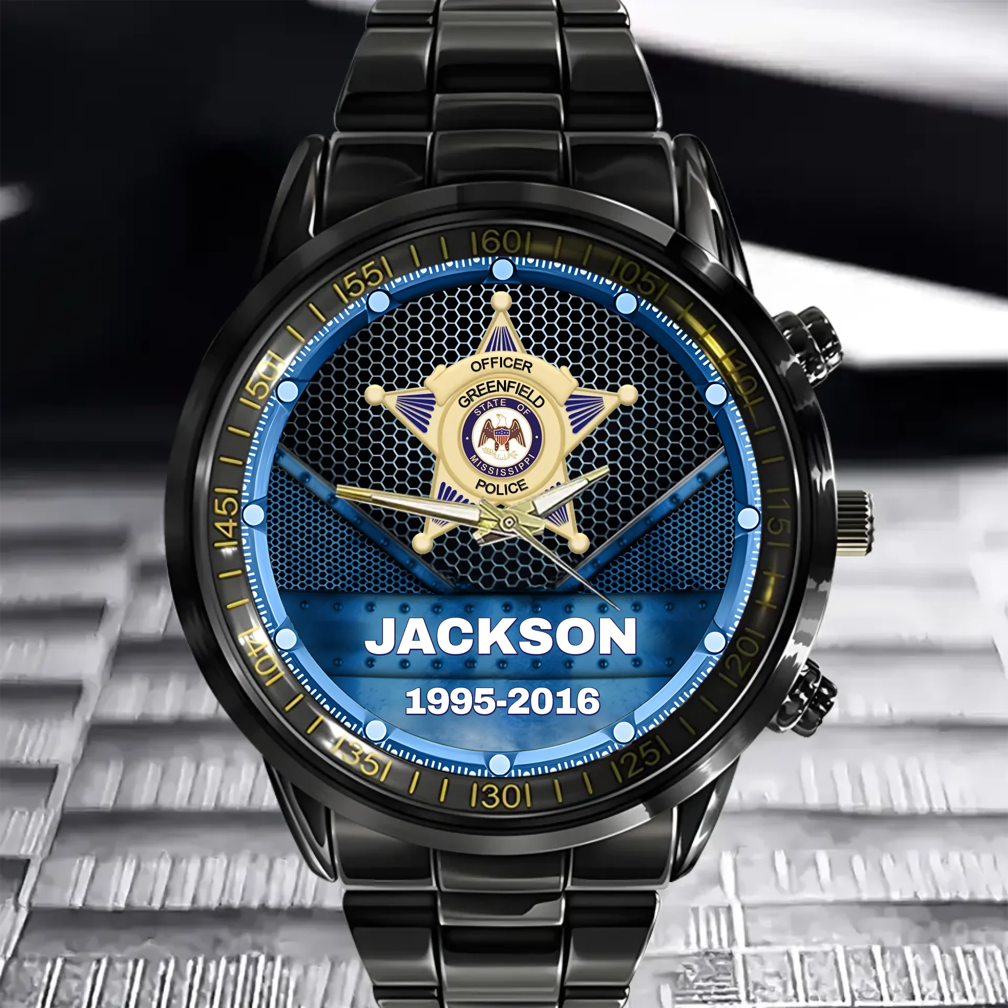 Personalized US Police Badge Custom Name And Time Watch