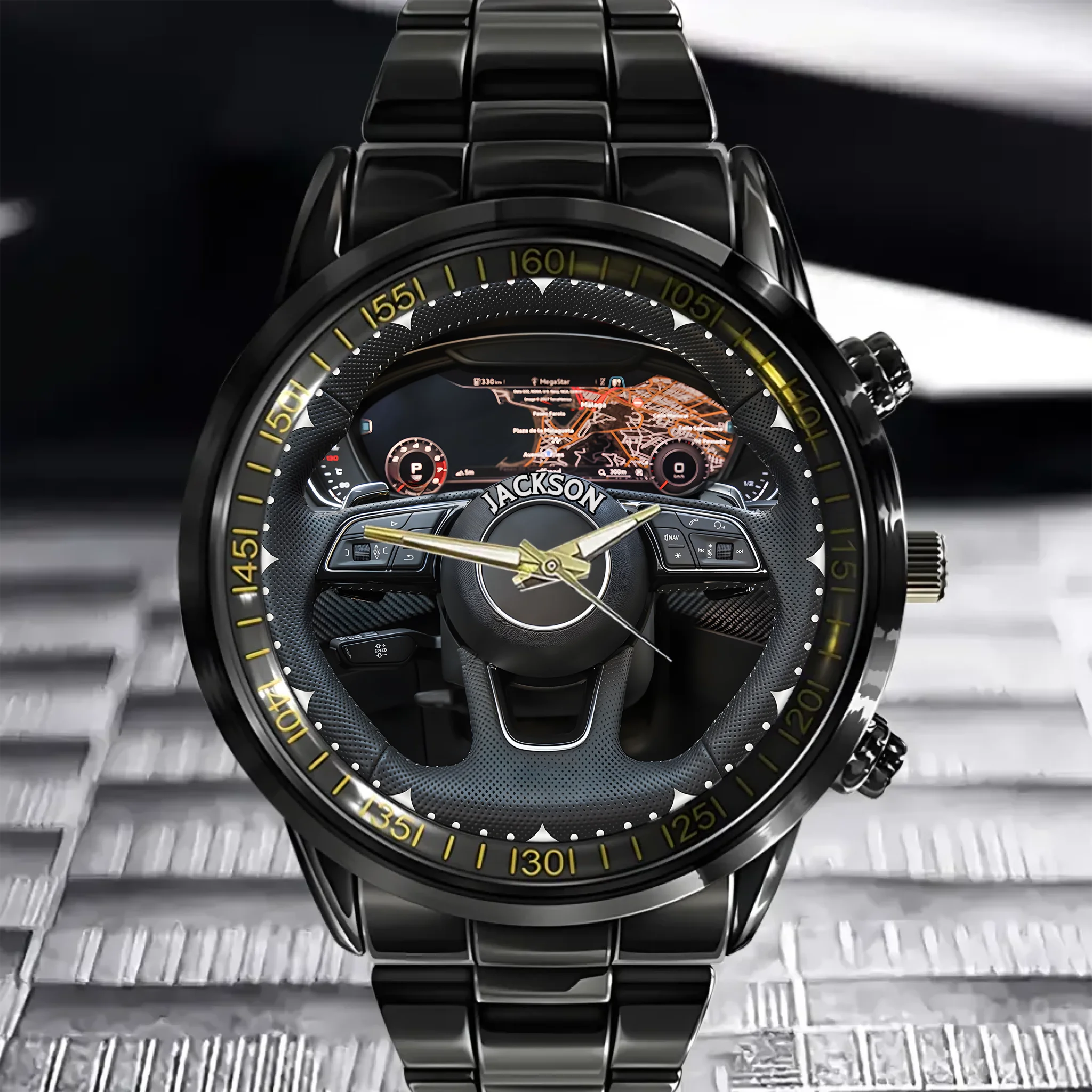 The Steering Wheel That Belongs to You - Personalized Name Watch