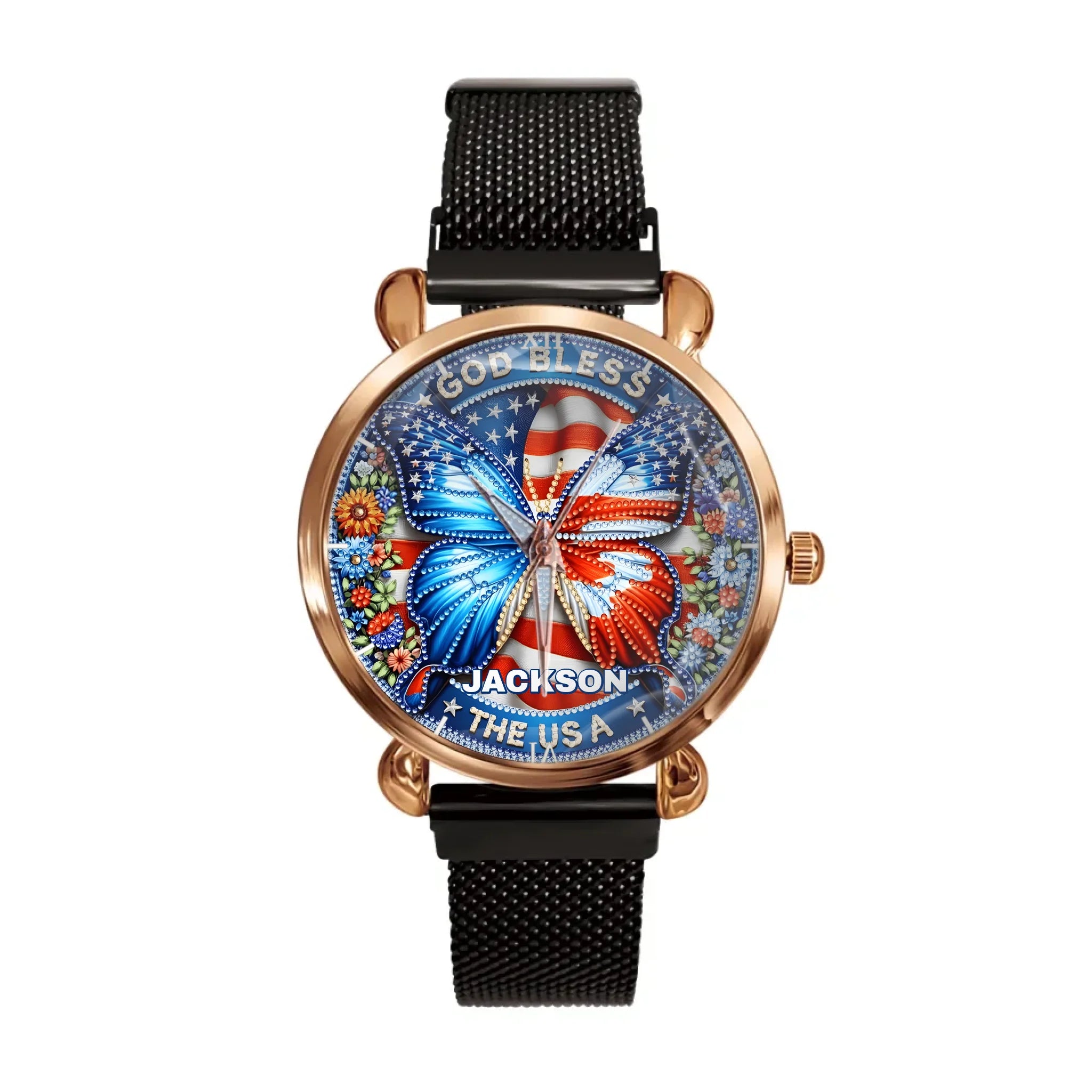 Patriotic Butterfly - Personalized Watch