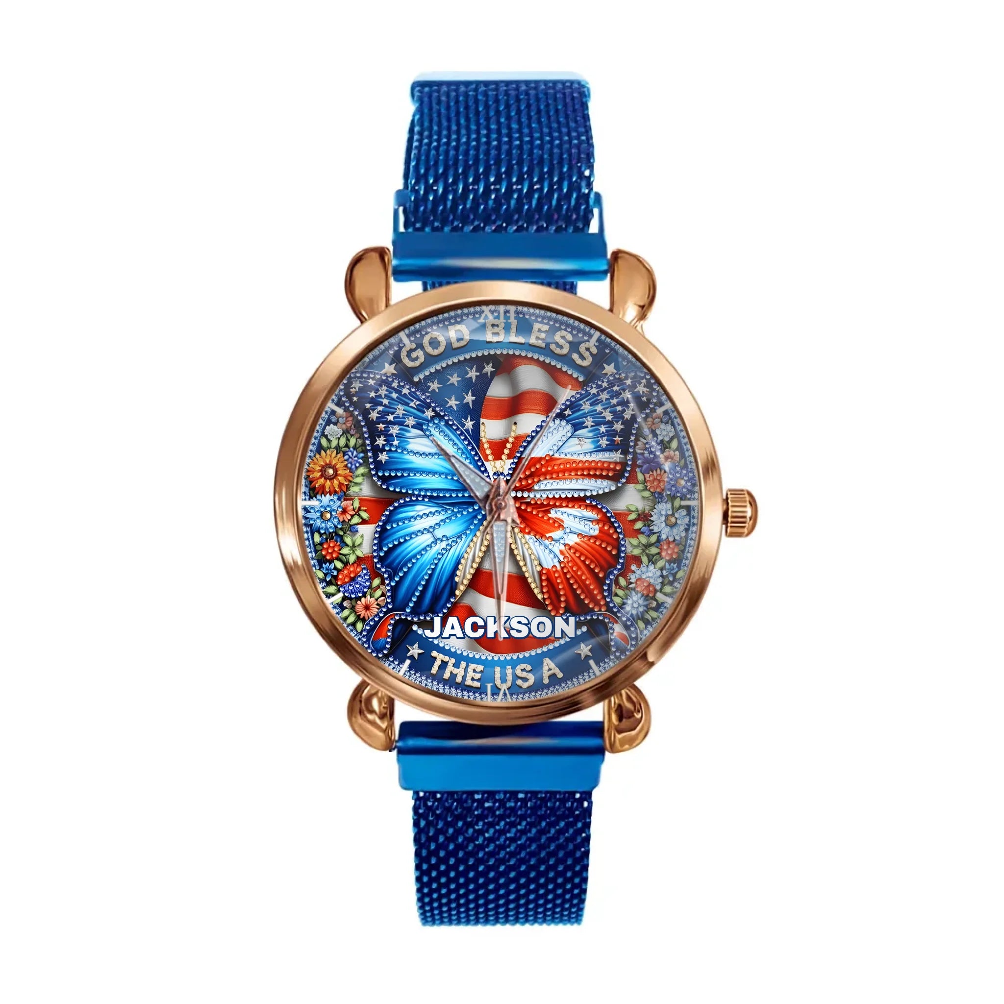 Patriotic Butterfly - Personalized Watch