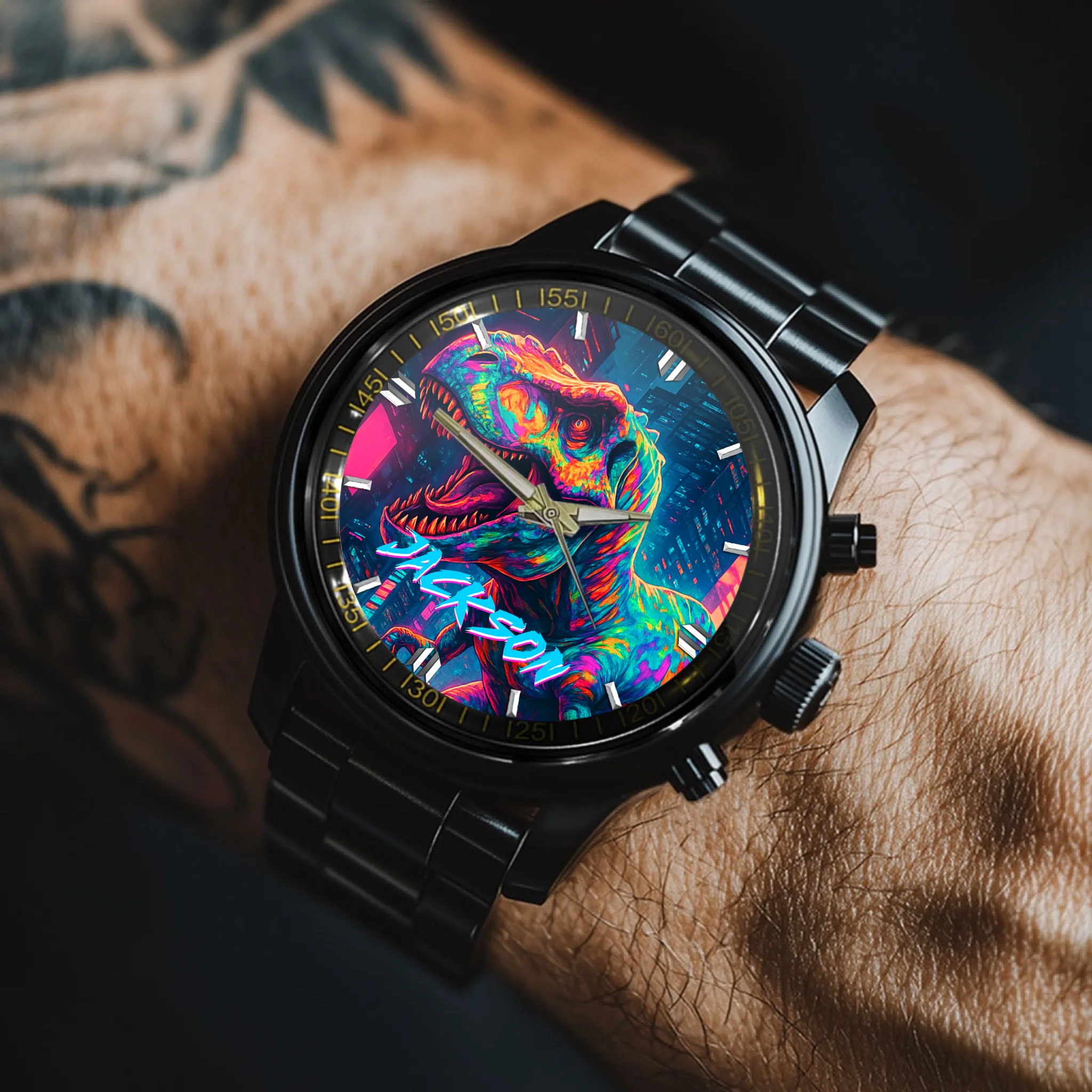 Cyberpunk Dinosaur - Personalized Watch