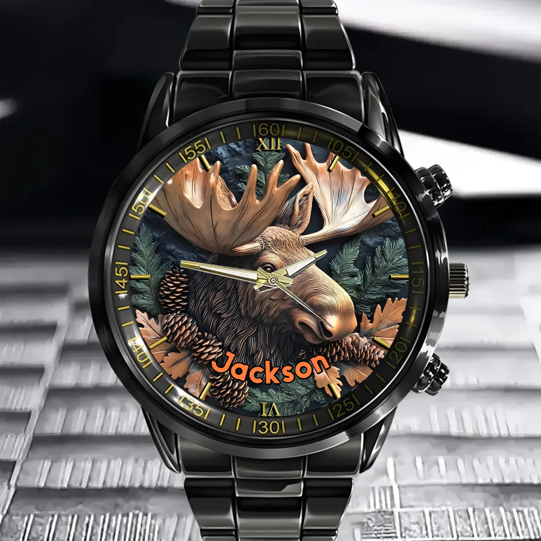 Relief-style Forest Deer Custom Watch - Personalized Watch
