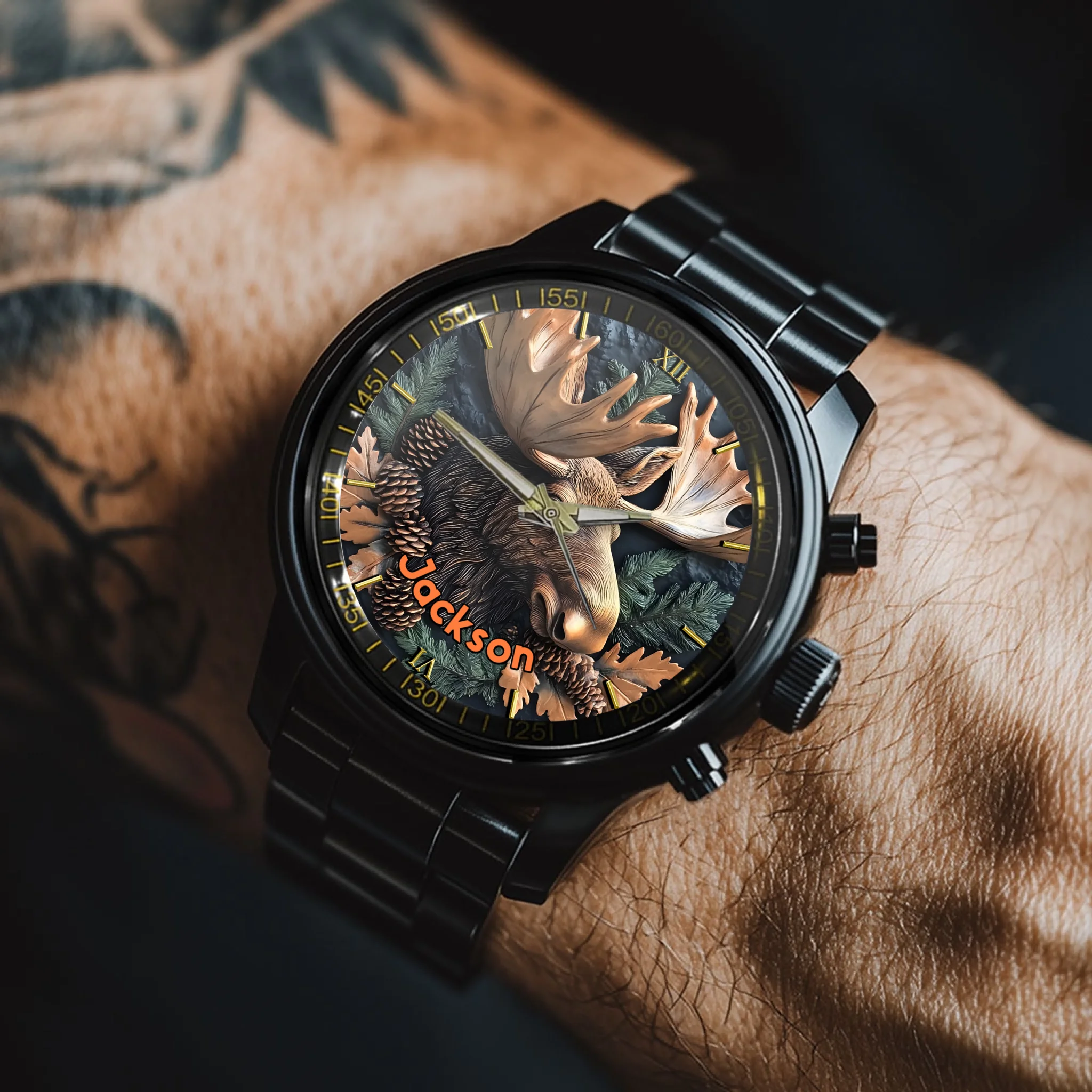 Relief-style Forest Deer Custom Watch - Personalized Watch