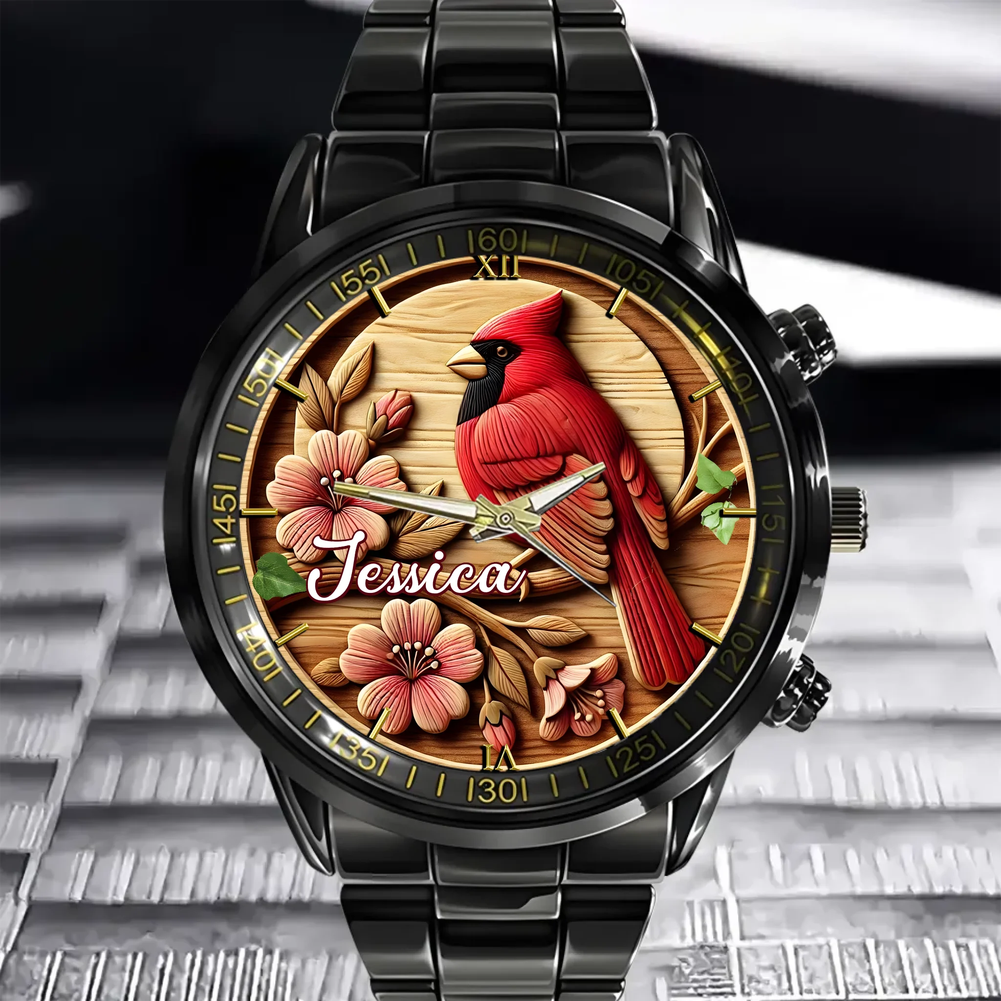 Rural-style Red Bird Customized Watch – Personalized Name - Gift for Country Garden Enthusiast