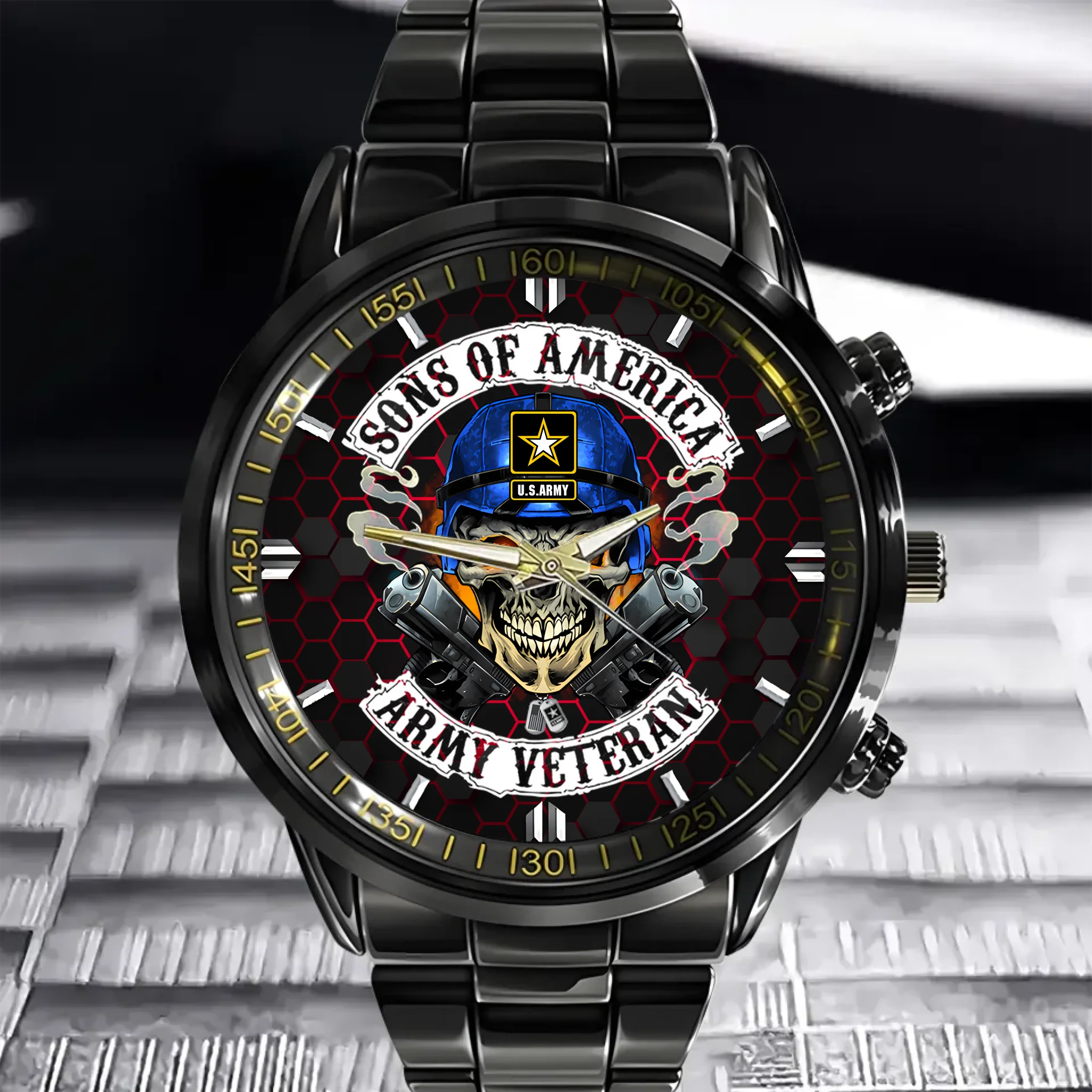 Skull Sons/Daughters Of America US Army Veteran - Personalized Watch For Soldier