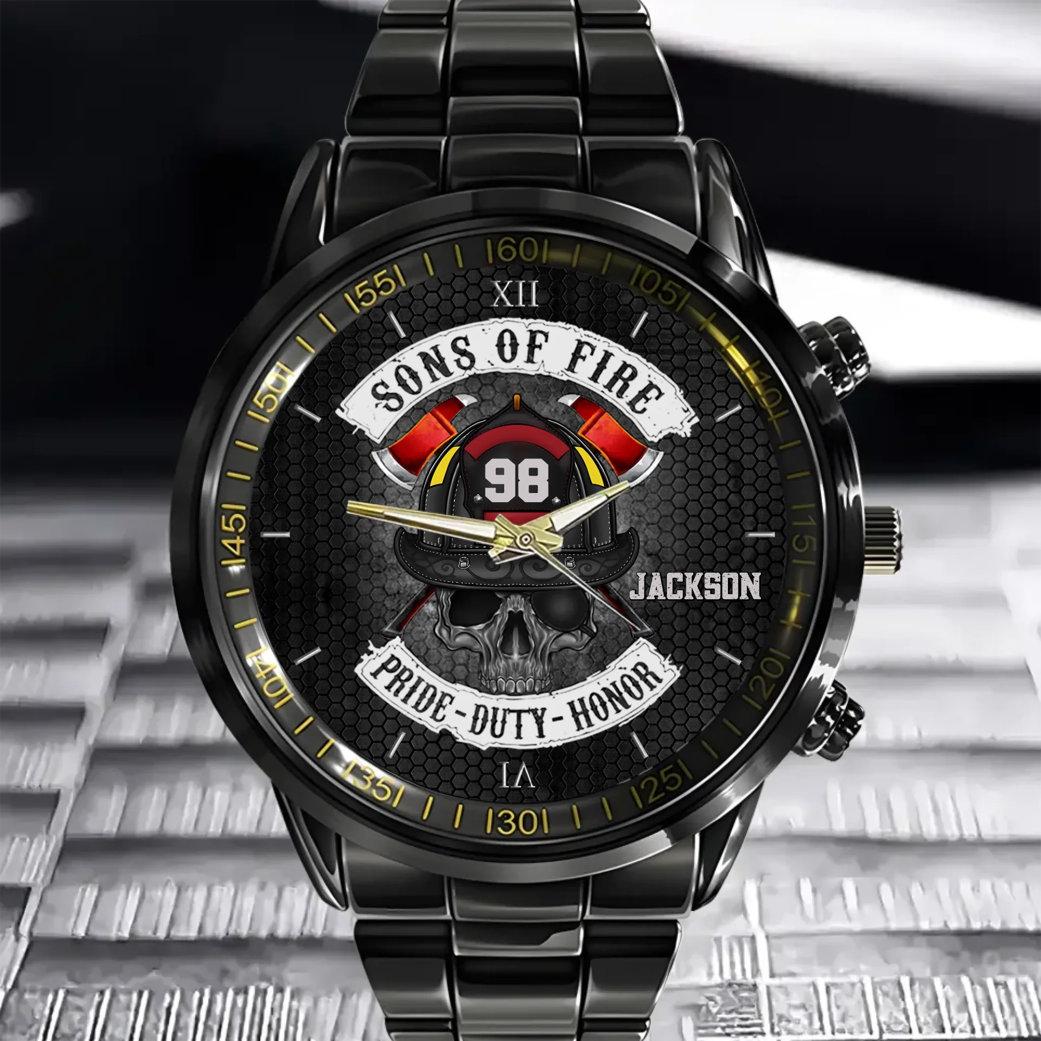 Sons of Fire Pride Duty Honor Firefighter - Personalized Watch