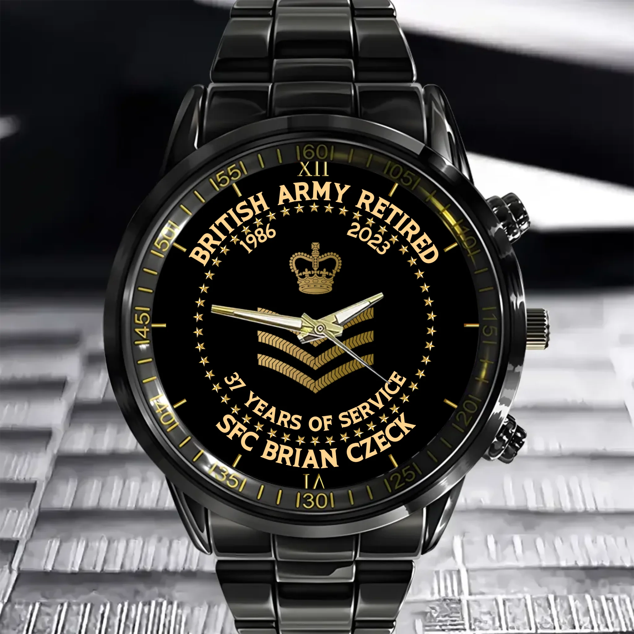 British Army Retired Custom Watch - Personalized Served Time & Name