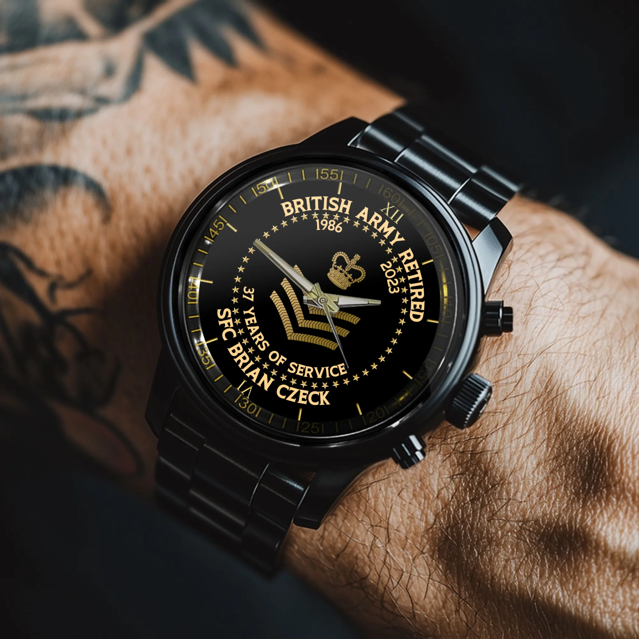 British Army Retired Custom Watch - Personalized Served Time & Name