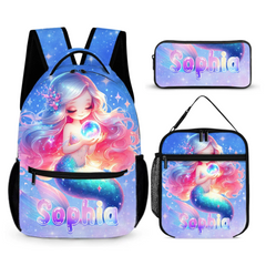 🧜‍♀️ Personalized Mermaid Backpack Set for Girls，Kids/Toddlers Bookbag for Kindergarten & Elementary