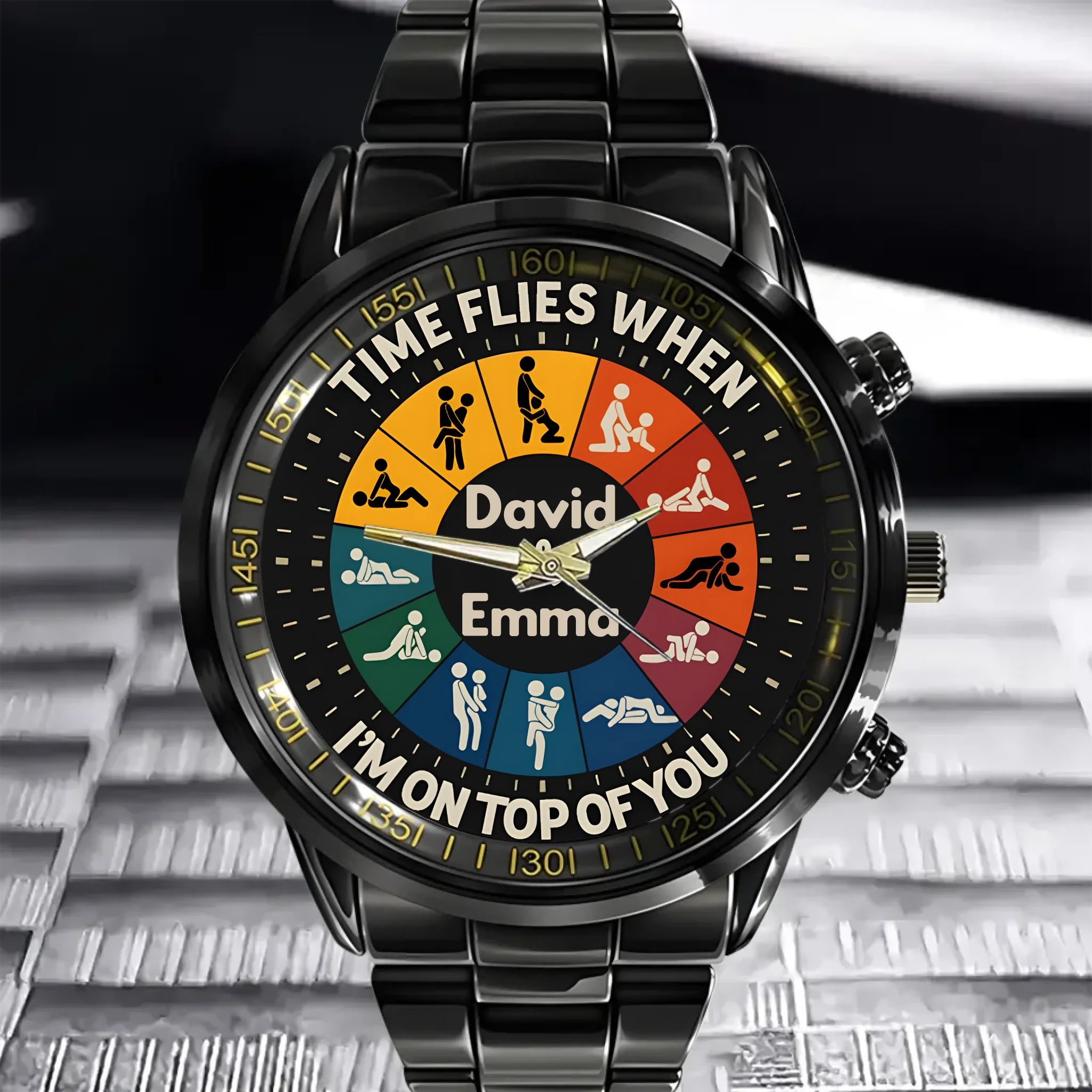 Time Flies When I’m On Top Of You - Personalized Couple Hand Watch