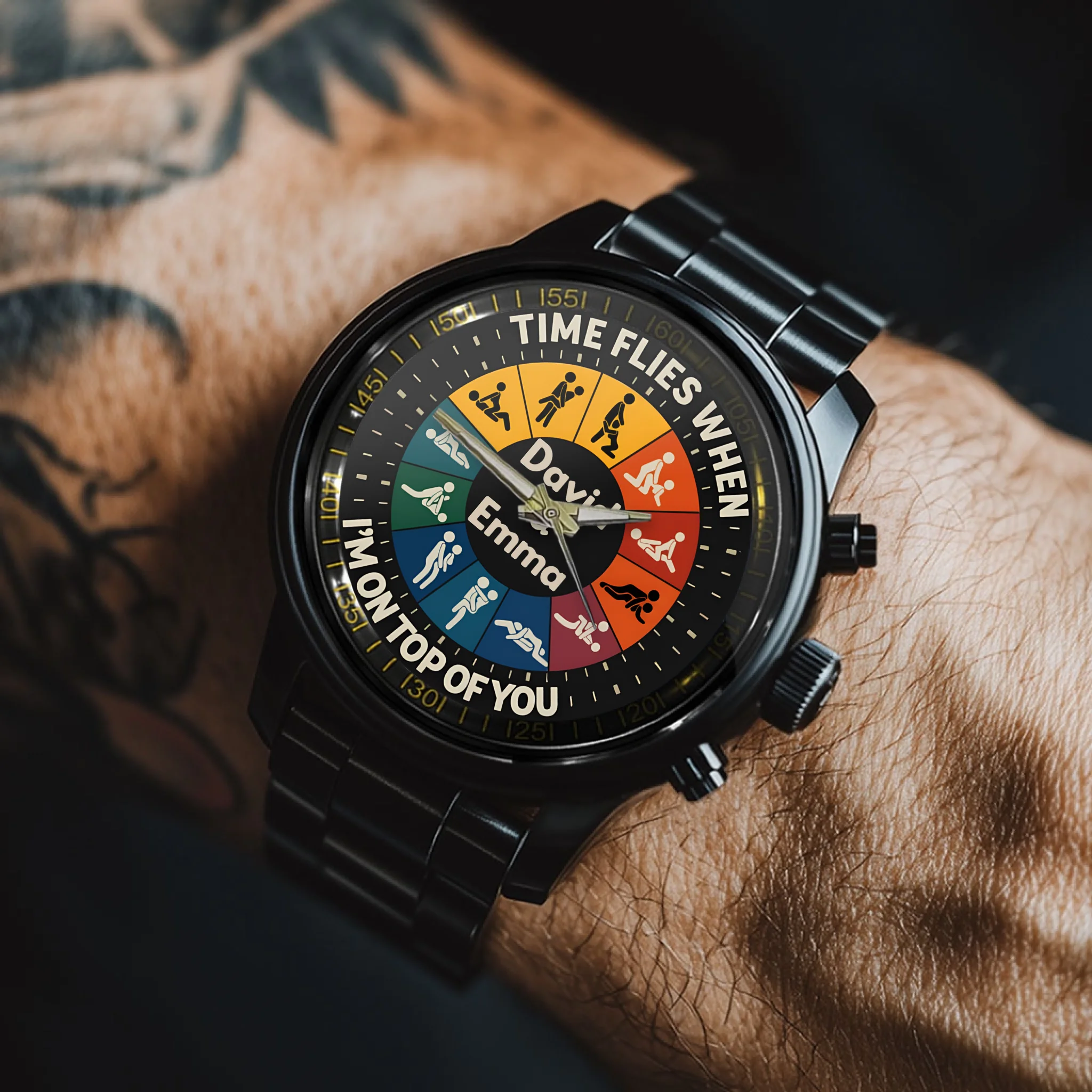 Time Flies When I’m On Top Of You - Personalized Couple Hand Watch