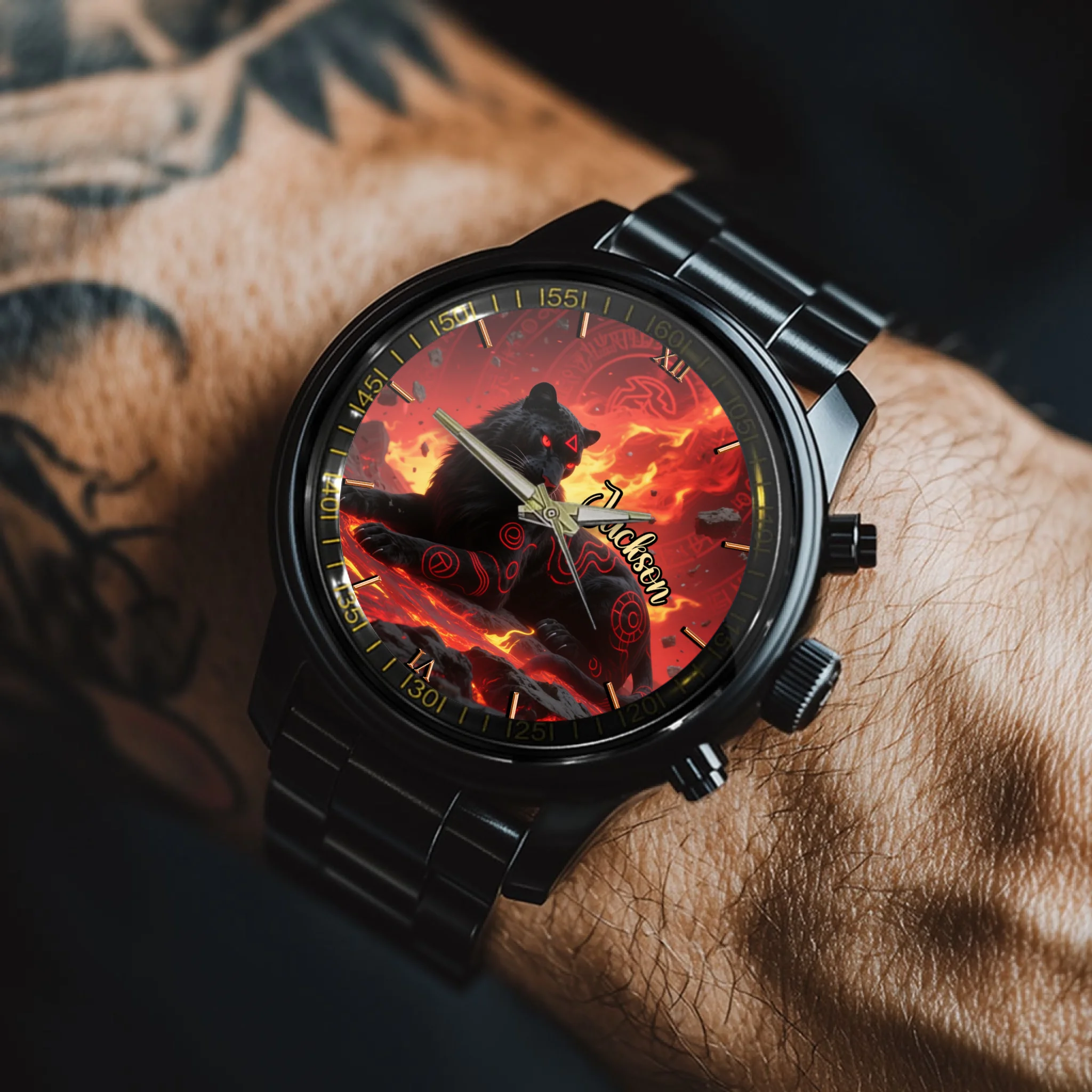 Runes and Animals Watch - Personalized Name