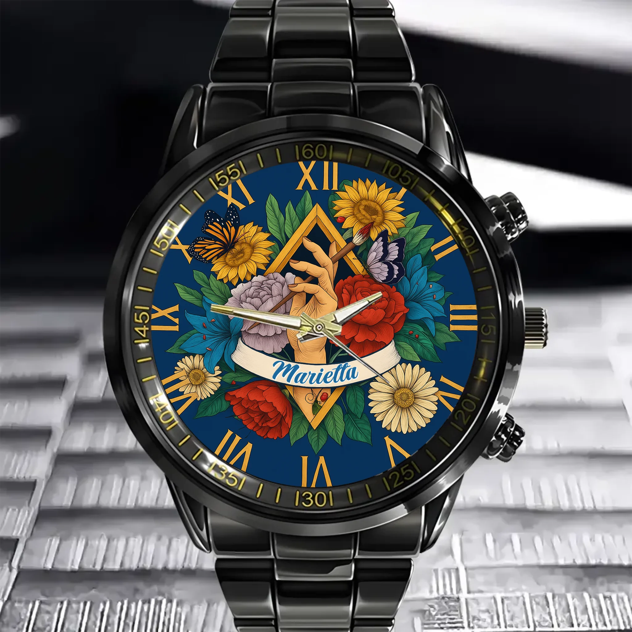 Frida Kahlo Floral Pattern - Personalized Watch