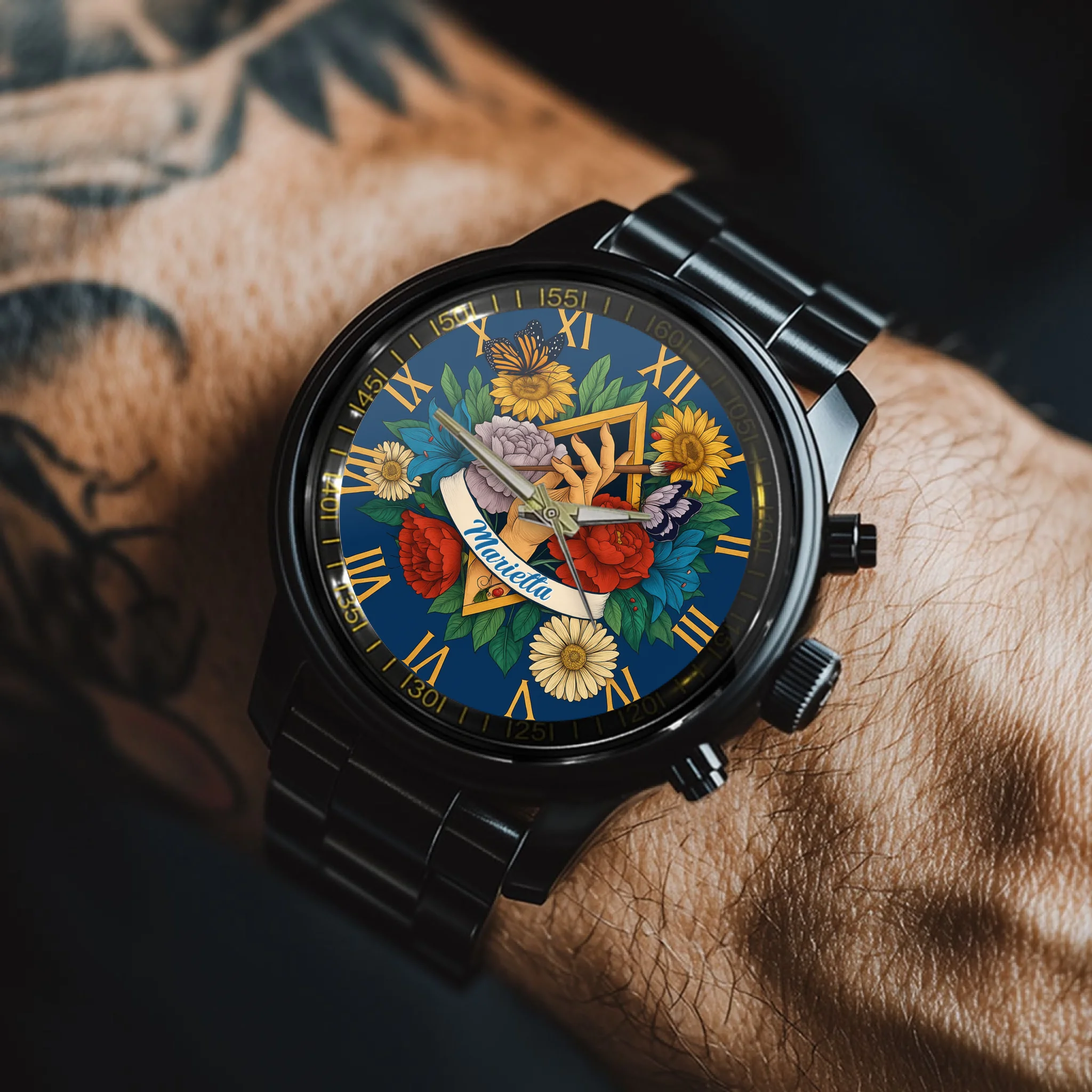 Frida Kahlo Floral Pattern - Personalized Watch