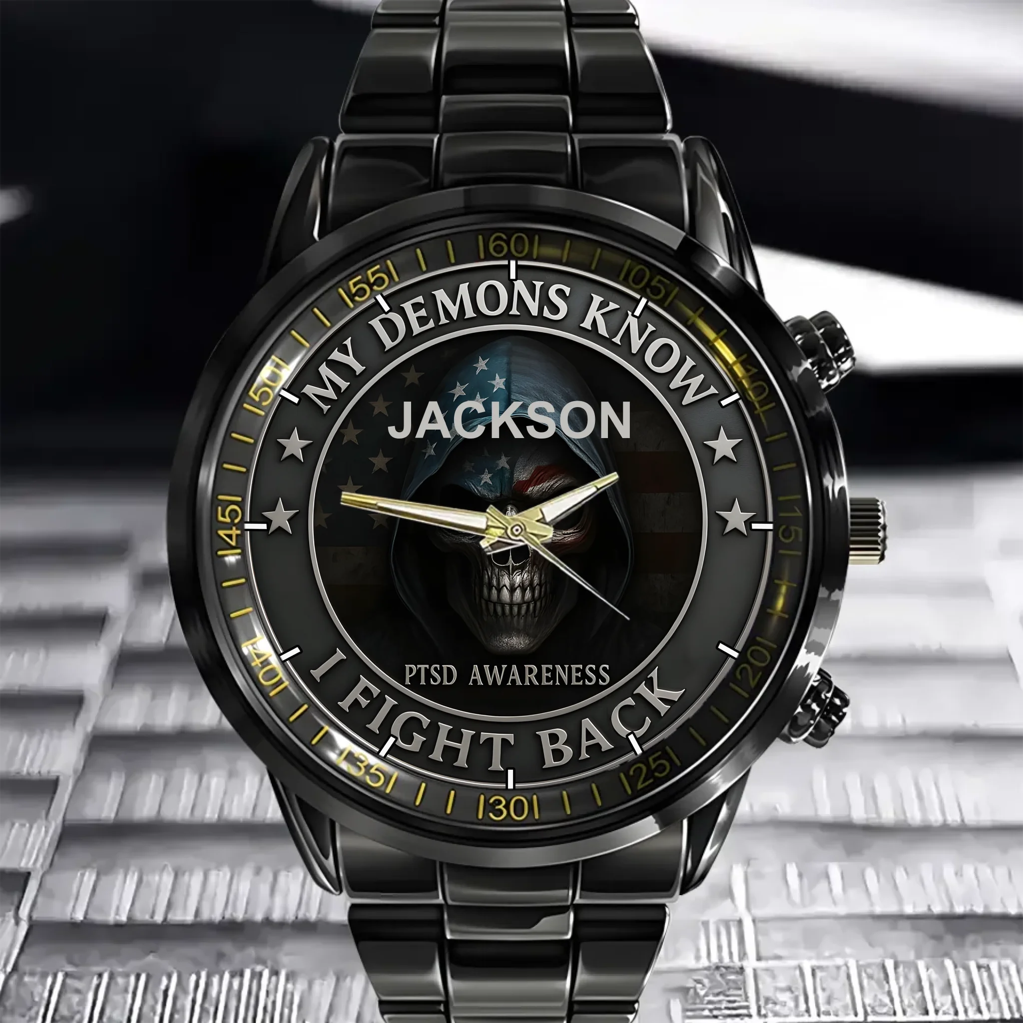 Fighting Against The Demons - Personalized  PTSD Awareness Watch