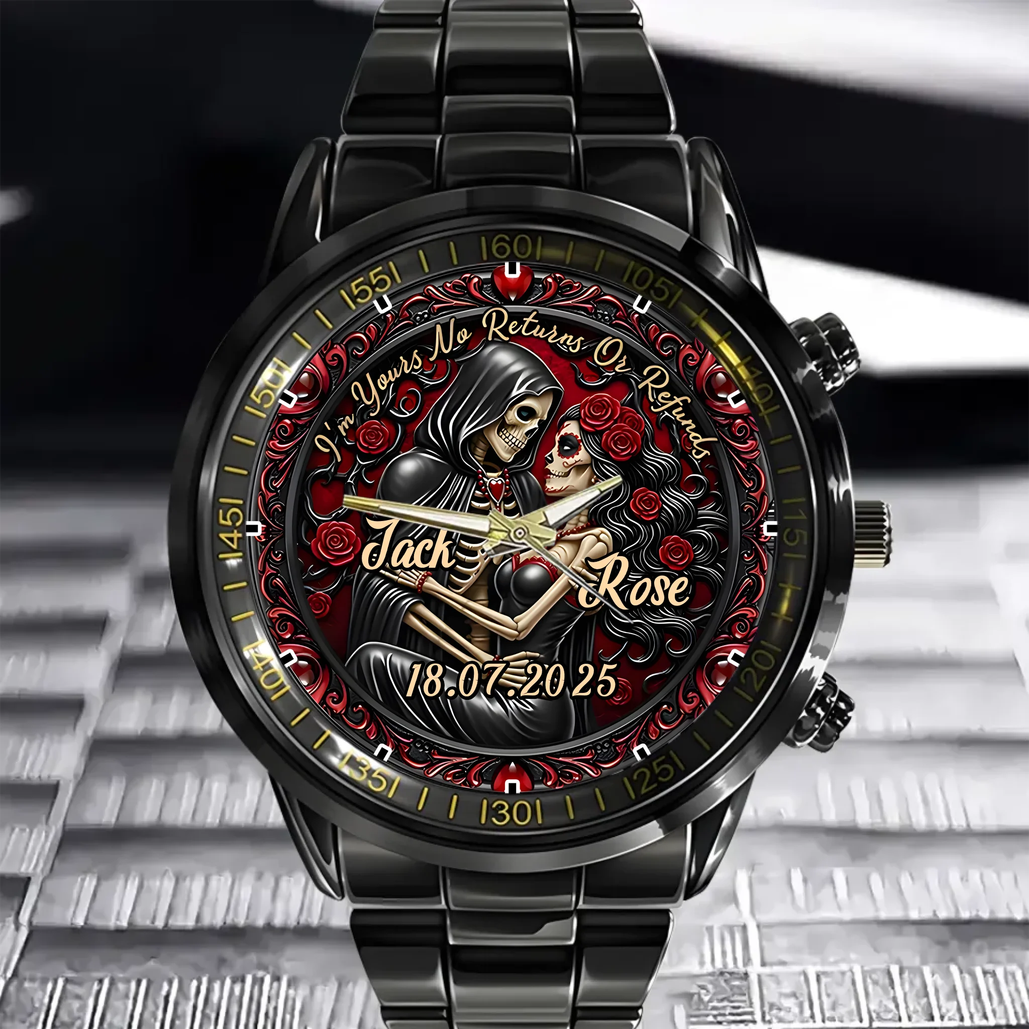 ☠️Skeleton Couple-Personalized Watch- A Gift For Couple