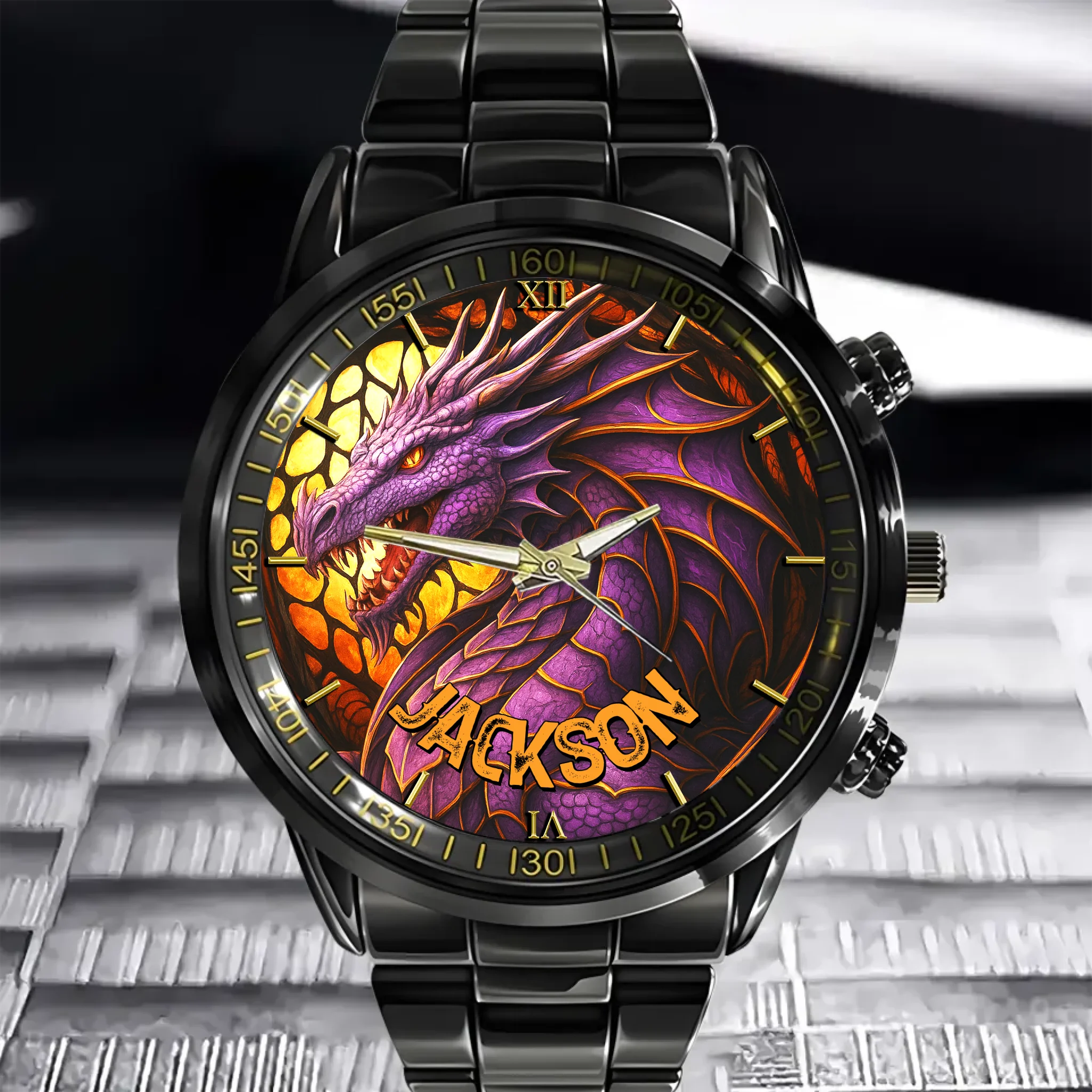 Purple Dragon - Personalized Name Watch