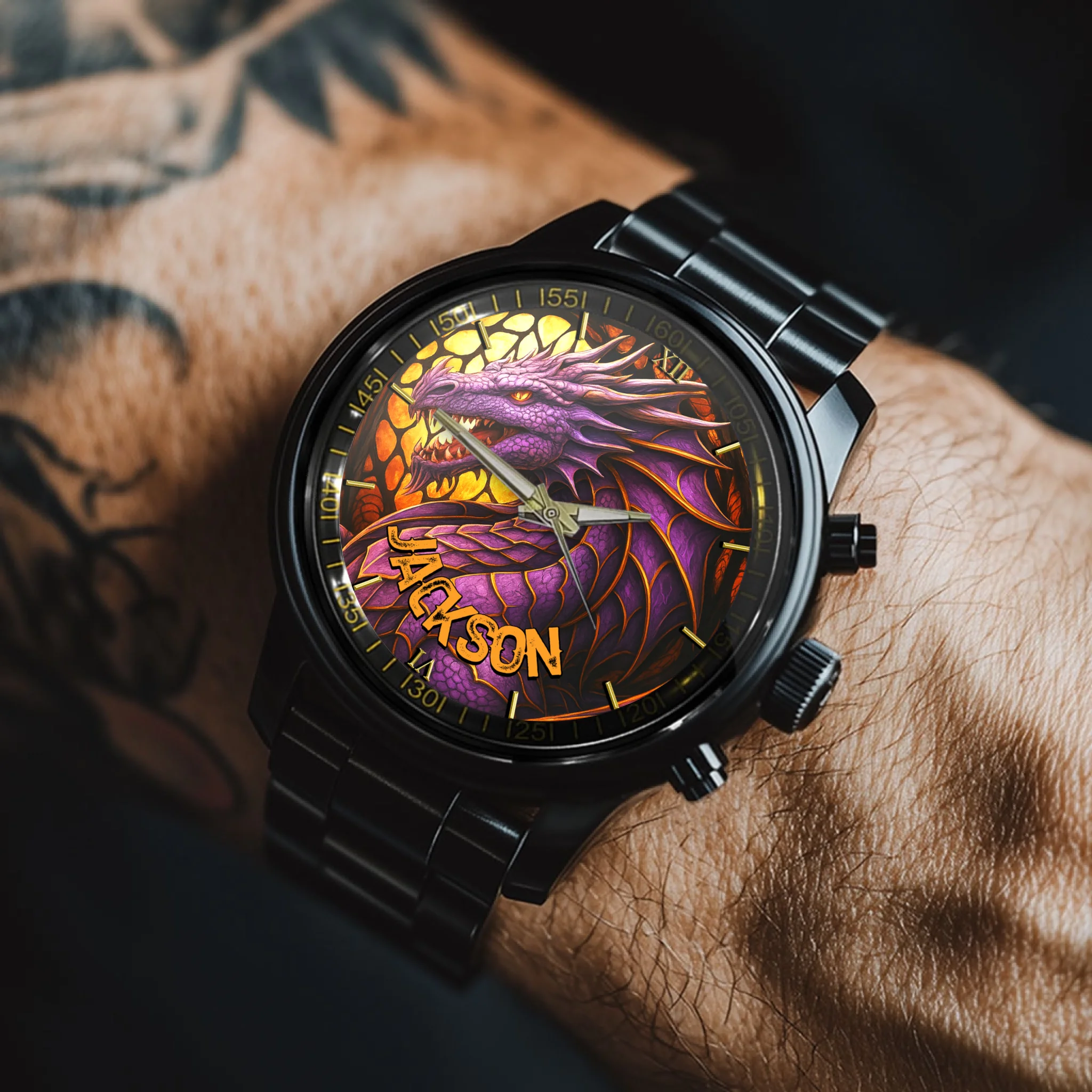 Purple Dragon - Personalized Name Watch