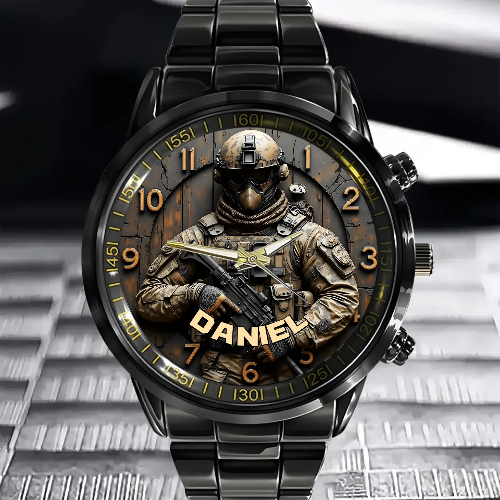 Military Image Customized Watch - Personalized Name - Veteran's Commemorative Gift