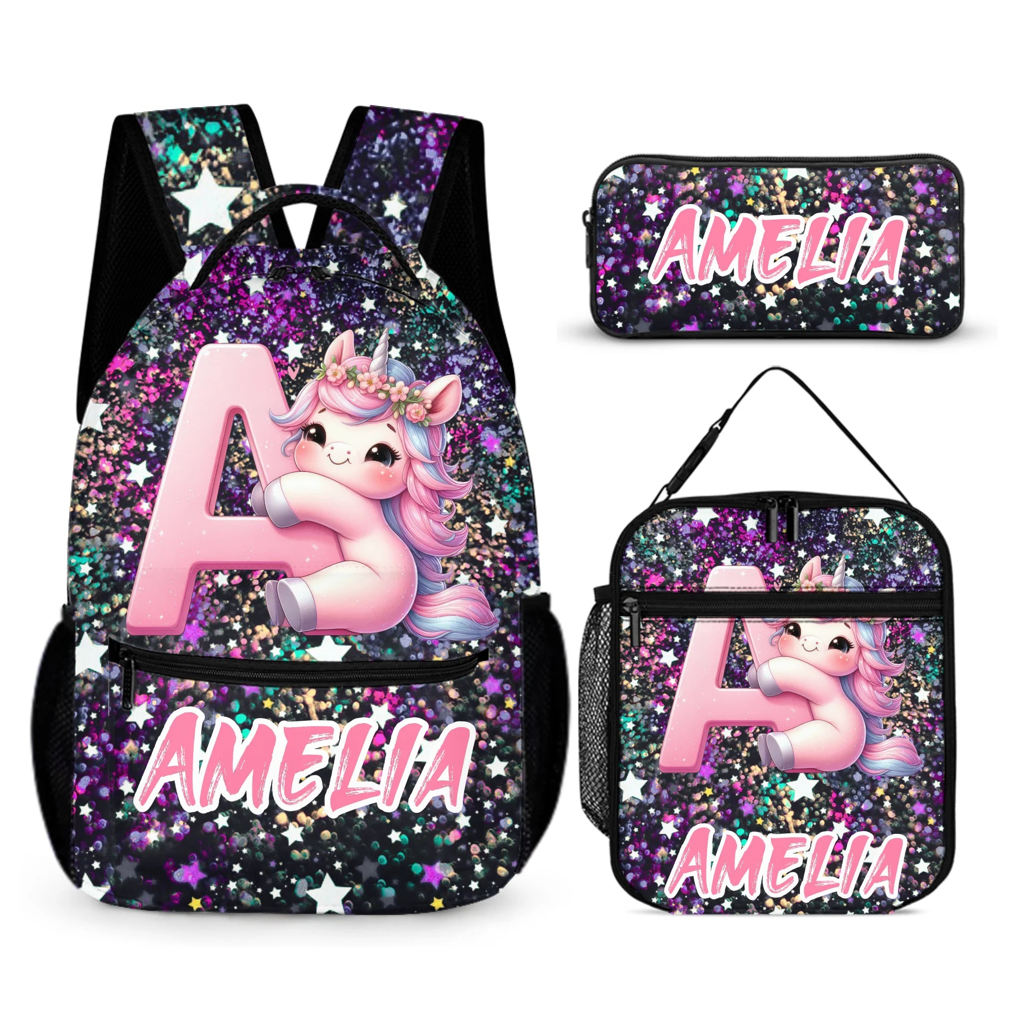 Initials Customized Cute Unicorn Backpack - School Season Gift for Girls Birthday Gift copy