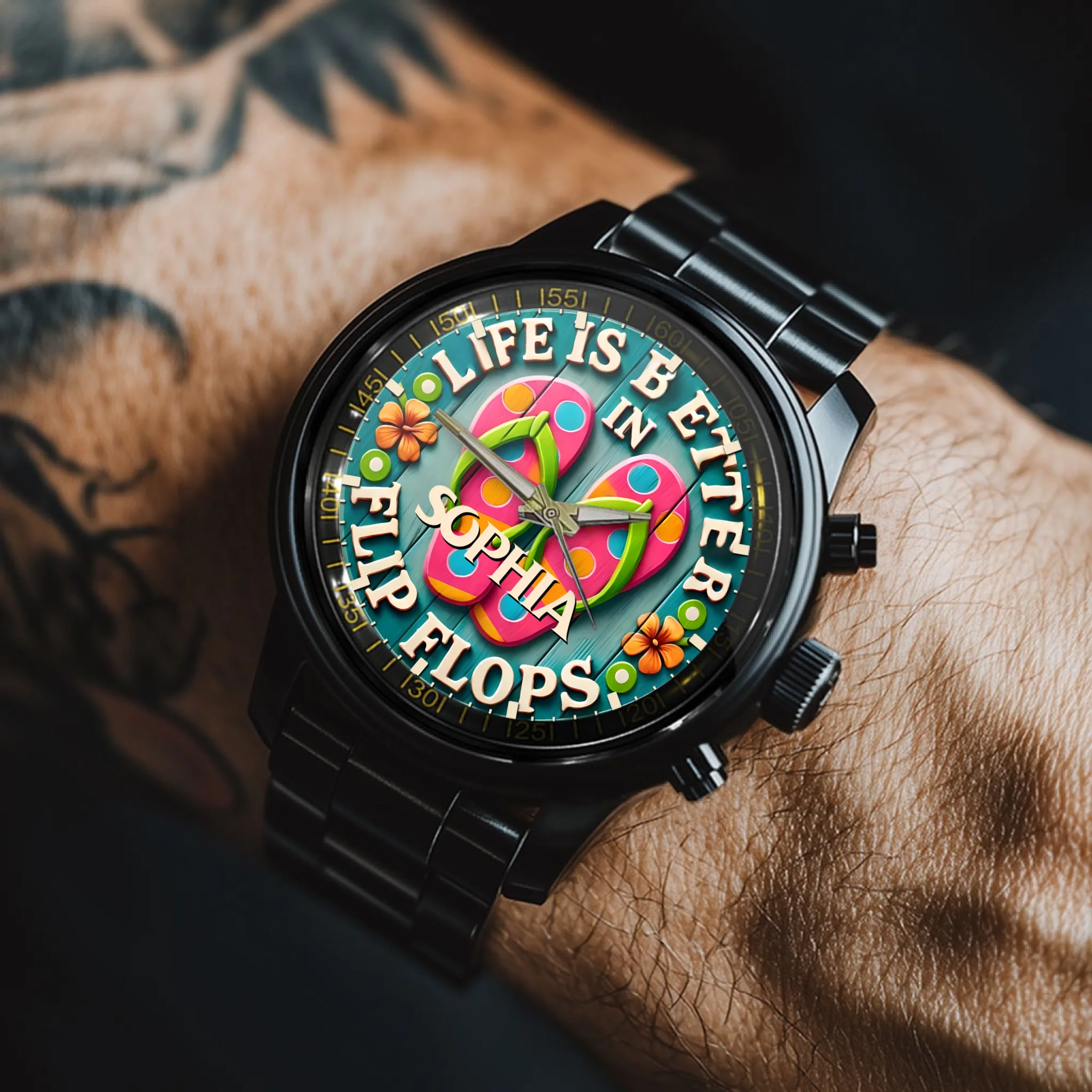 Life Is Better In Flip Flops - Personalized Name Watch