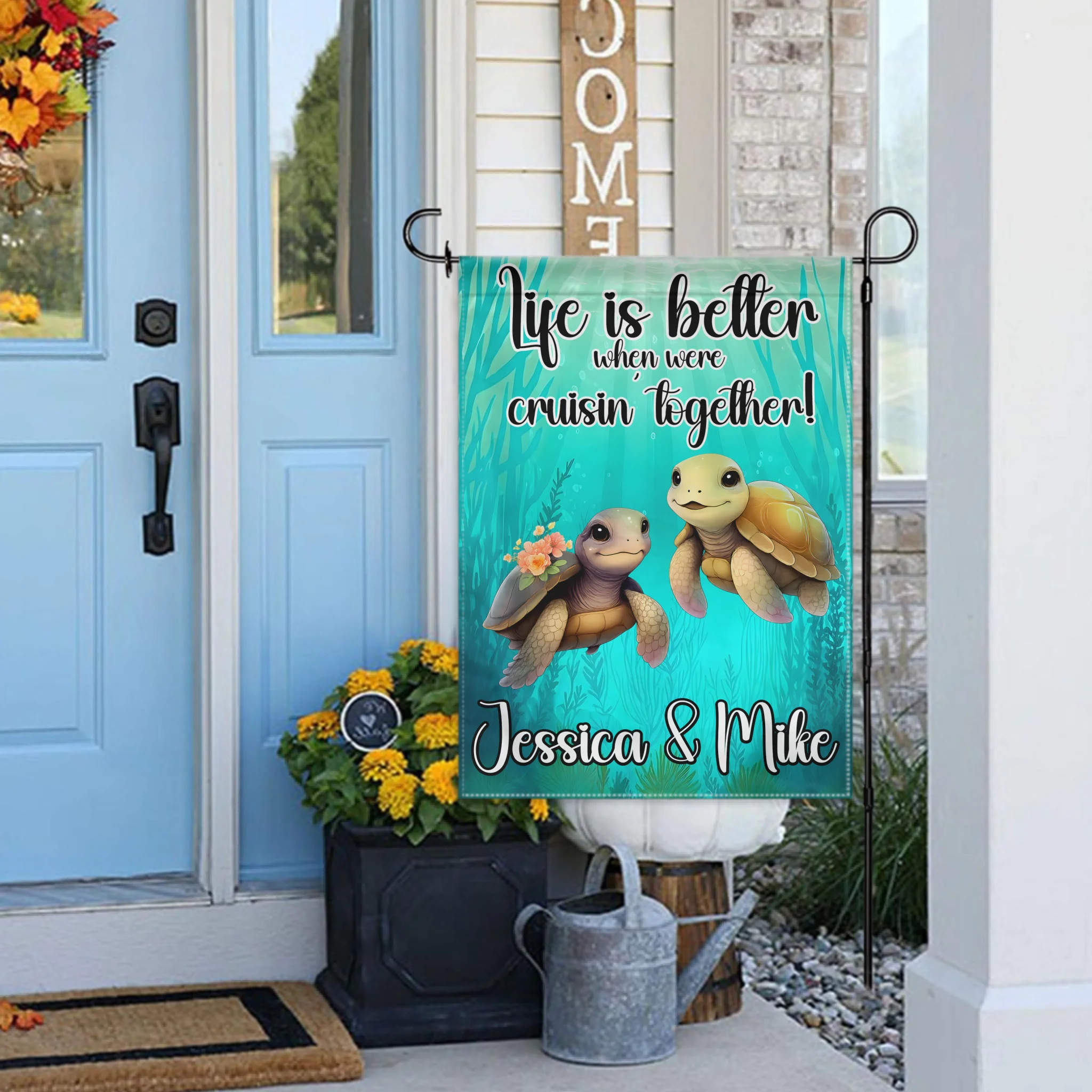 "Life Is Better Cruisin' Together!" Customized Flag - Personalized Name - Gifts For Couples&Friends
