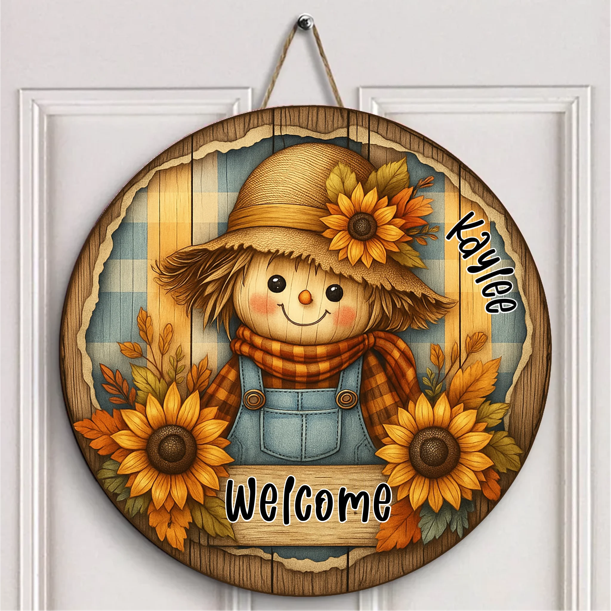 The Straw Girl Customized Door Plate- Personalized Text Wooden Sign - Exquisite House Decoration