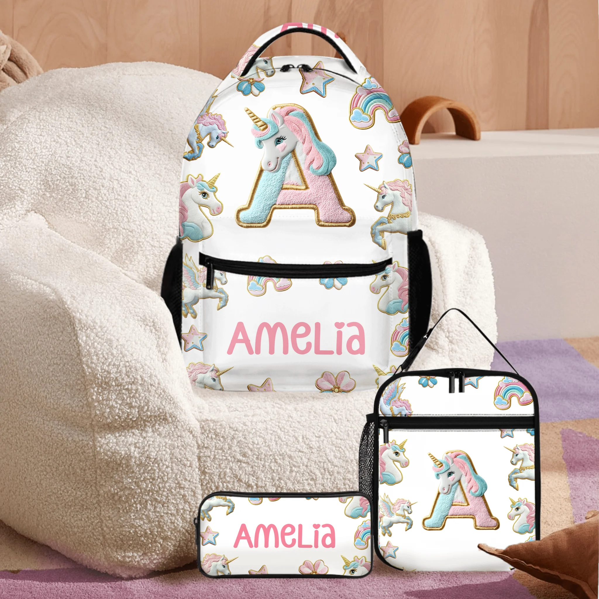 Beautiful Unicorn Alphabet - Personalized Name Backpack