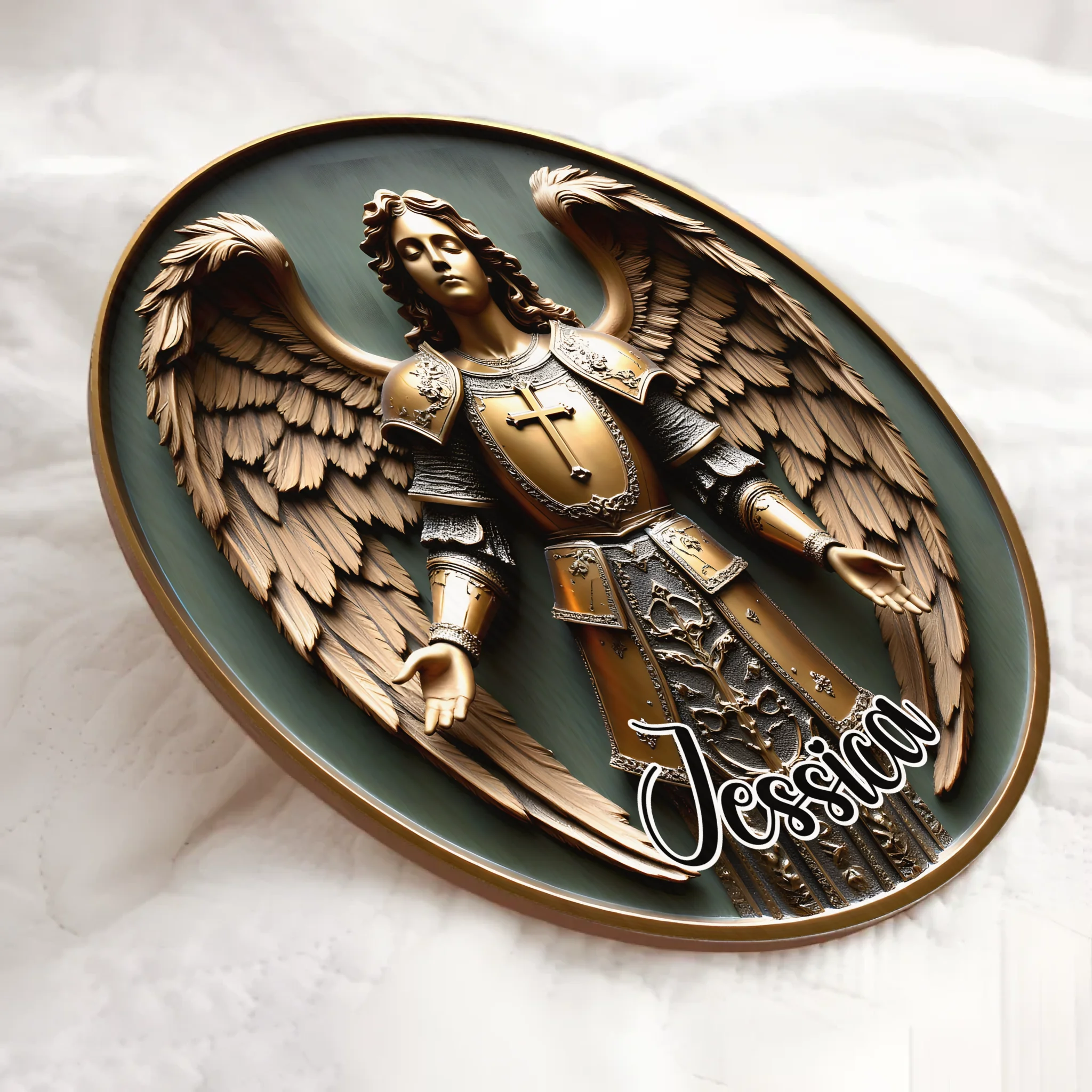 Angel Pattern Customized Door Plate - Personalized Name Wooden Sign