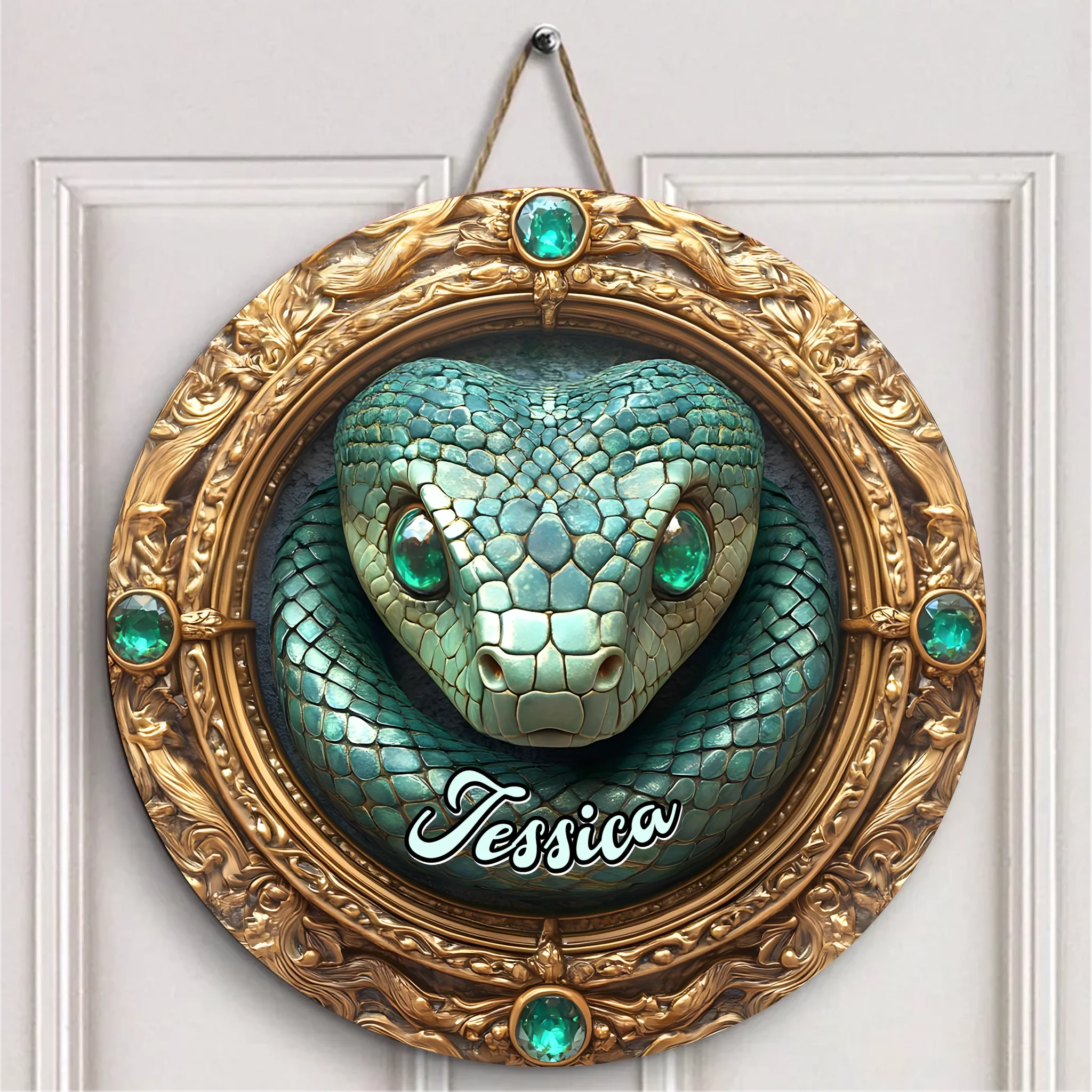Retro Gemstone Snake Customized Door Plate - Personalized Name