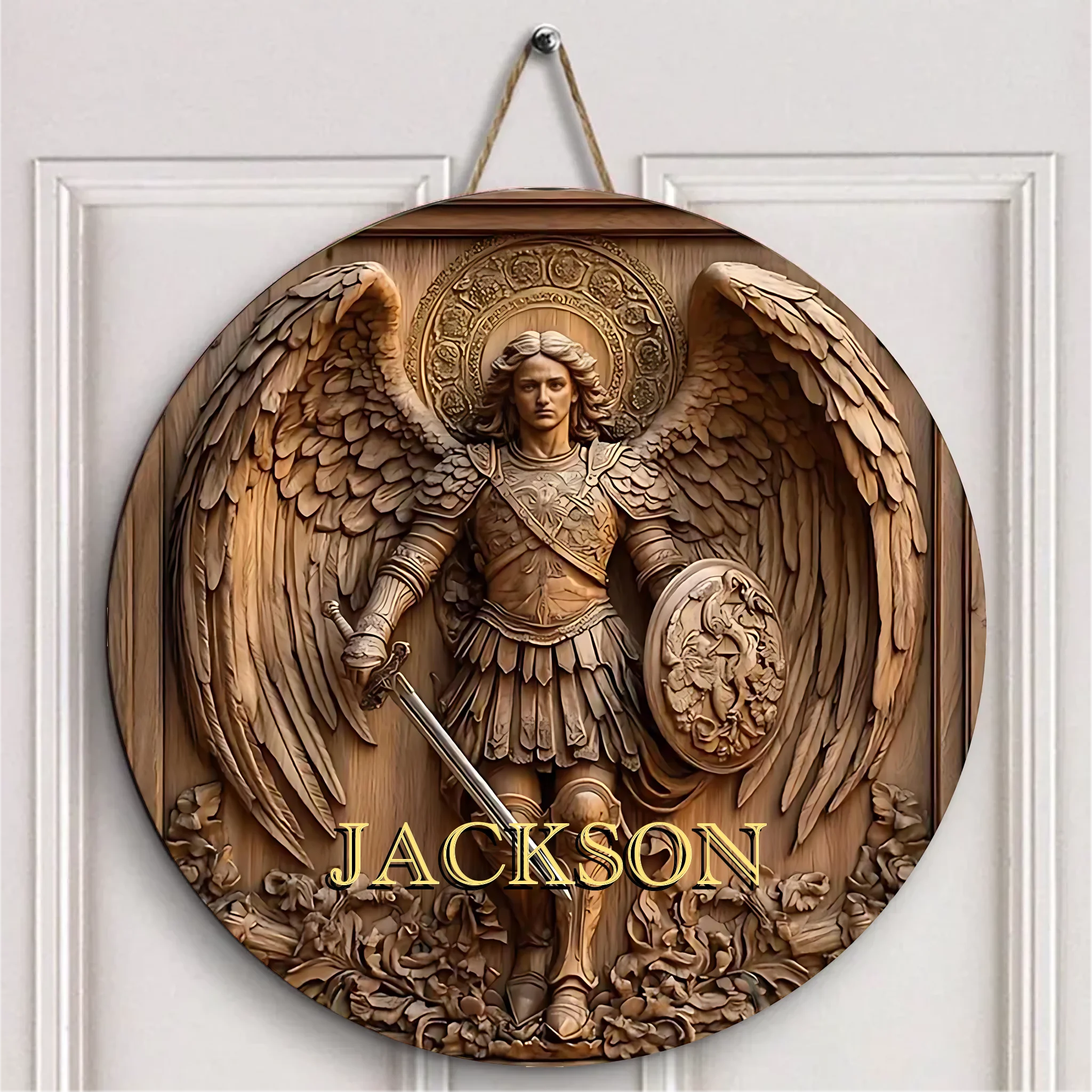 Angel Wing Warrior Customized Door Plate - Personalized Name - Retro Decoration