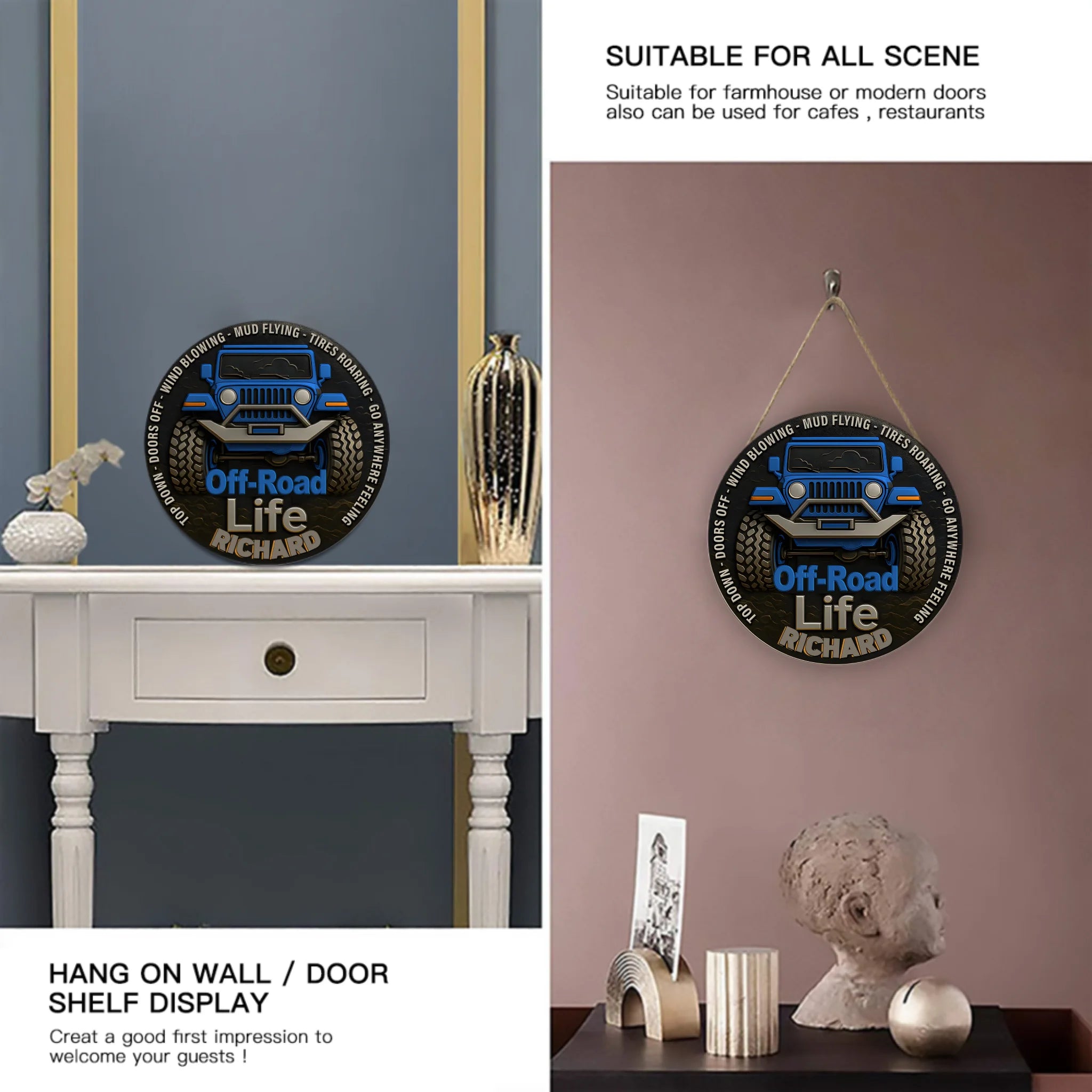 Off Road Car Customized Door Plate - Personalized Name Wooden Sign