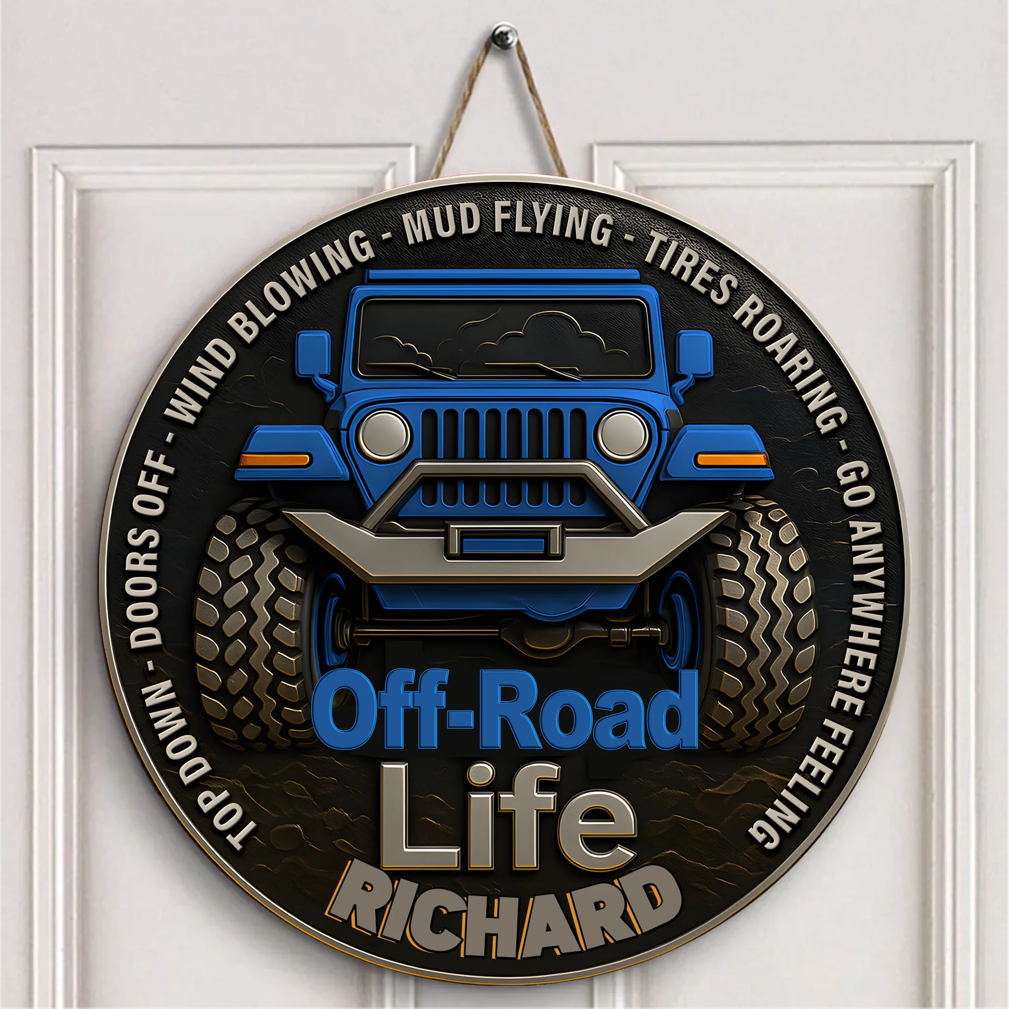 Off Road Car Customized Door Plate - Personalized Name Wooden Sign