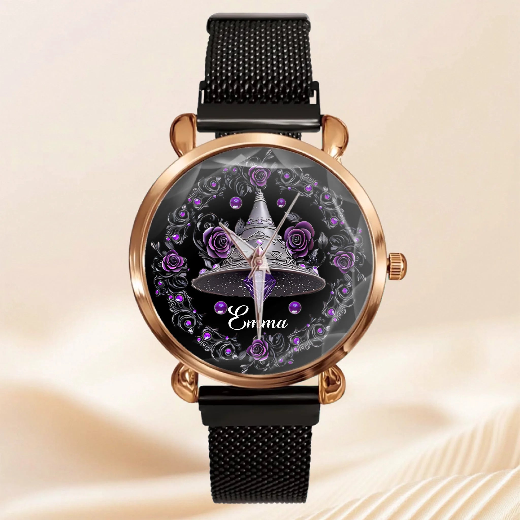 Witch Magic Flower Hat House Customized Watch - Personalized Name